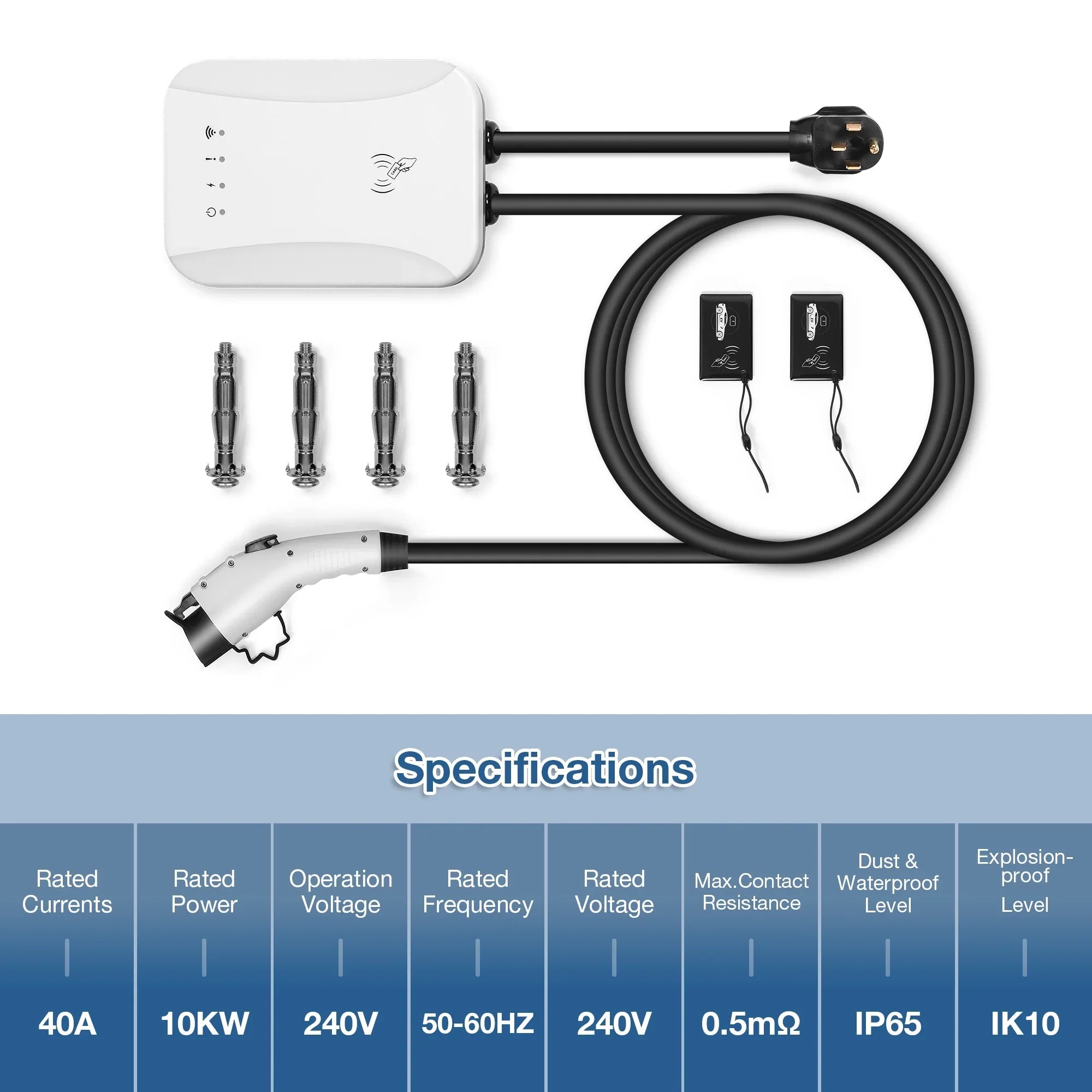 Standard with 14-50 Charging ft NEMA ) Cable, 25 EV Indoor/Outdoor Level Station (40 J1772 240 Volt 14-50 Electric Charger NEMA Vehicle Plug Car Charging Portable SAE Amp, Charger 2