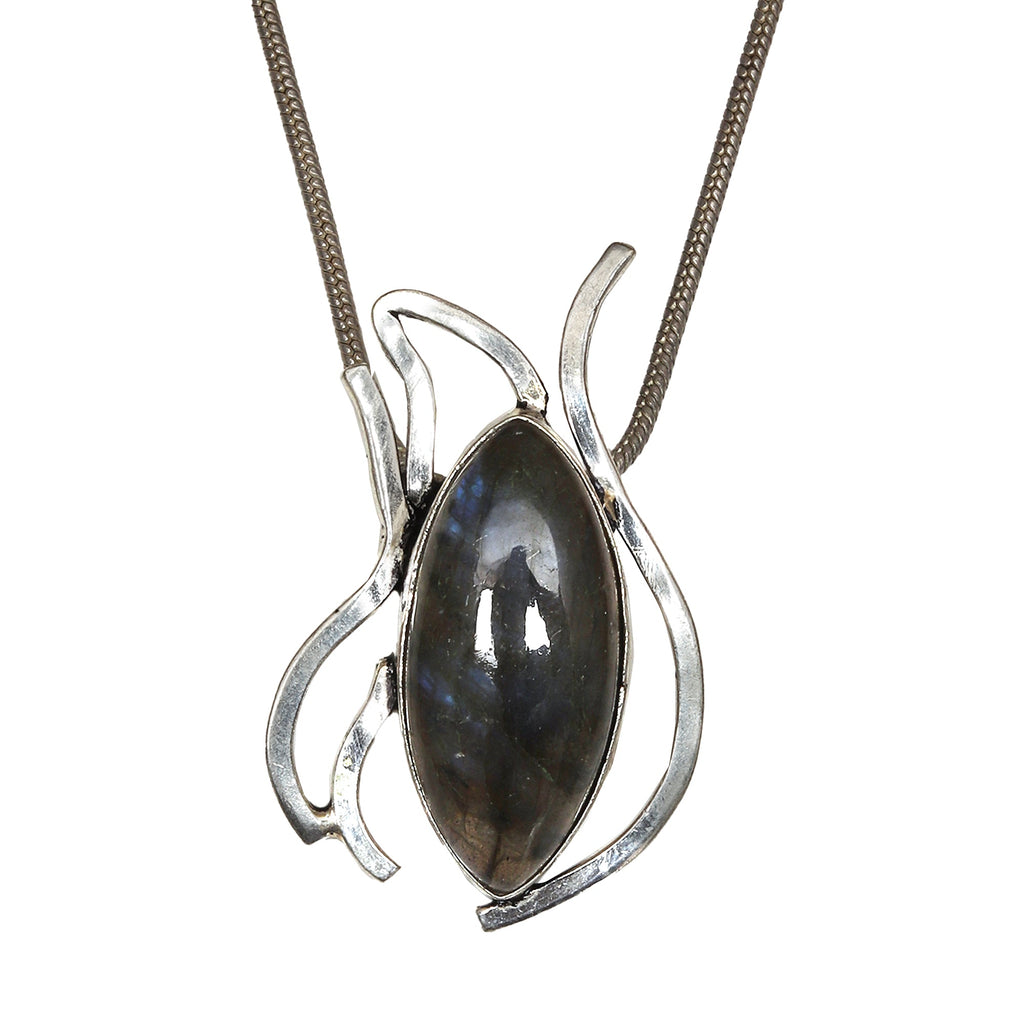 Garnet Jewelry Gemstone Handmade Sterling Silver Necklace Labradorite 925
