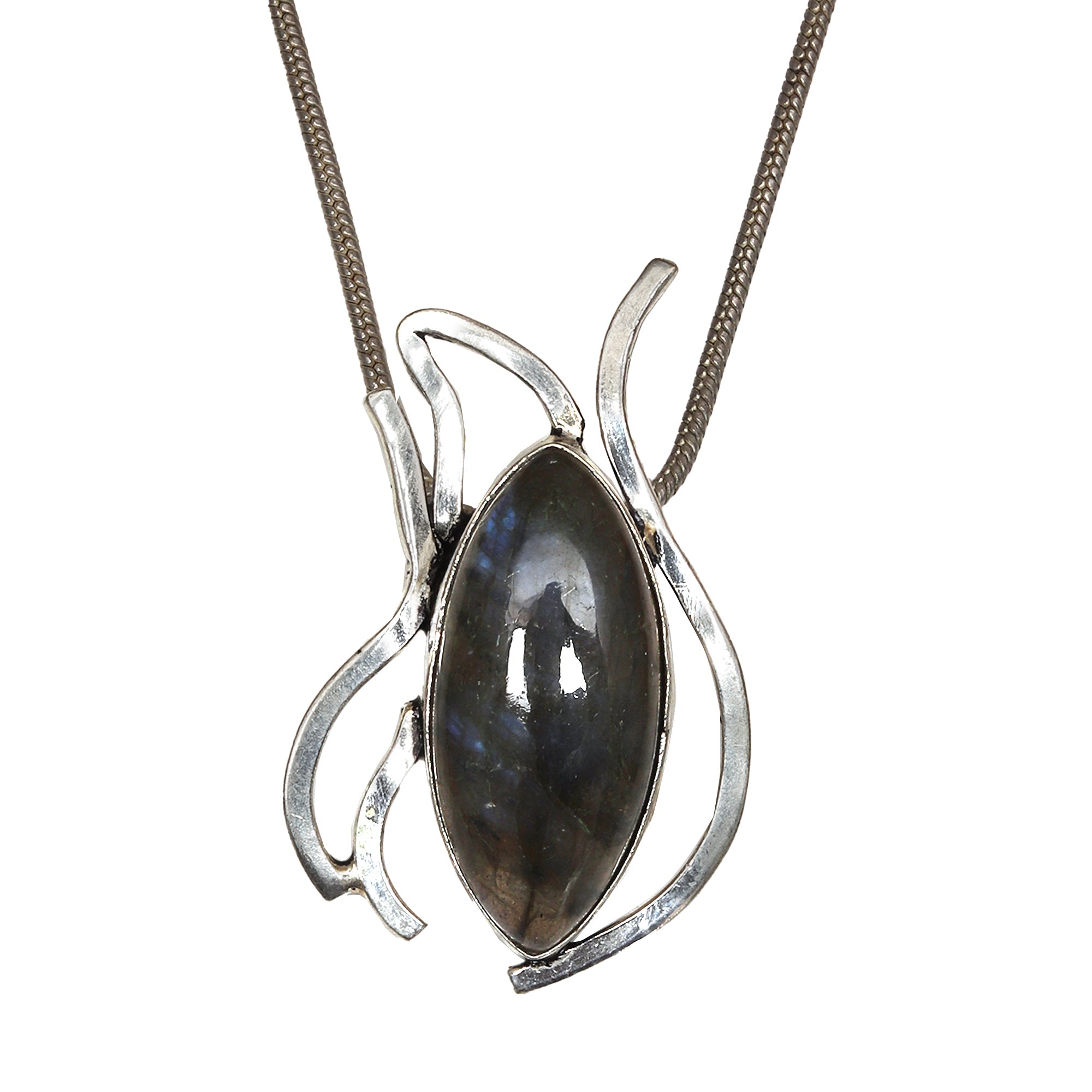 Garnet Jewelry Gemstone Handmade Sterling Silver Necklace Labradorite 925