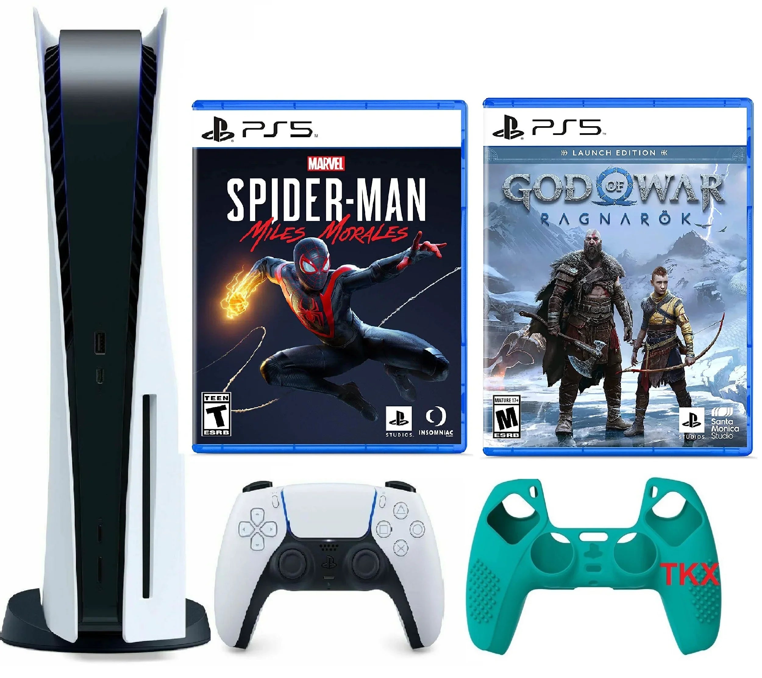 Controller Morales Marvel's Cover Disc of Gaming Console / War Version 2023 Skin Silicone God Bundle Spider-Man: Ragnar?k/ Miles with PlayStation_PS5 Newest