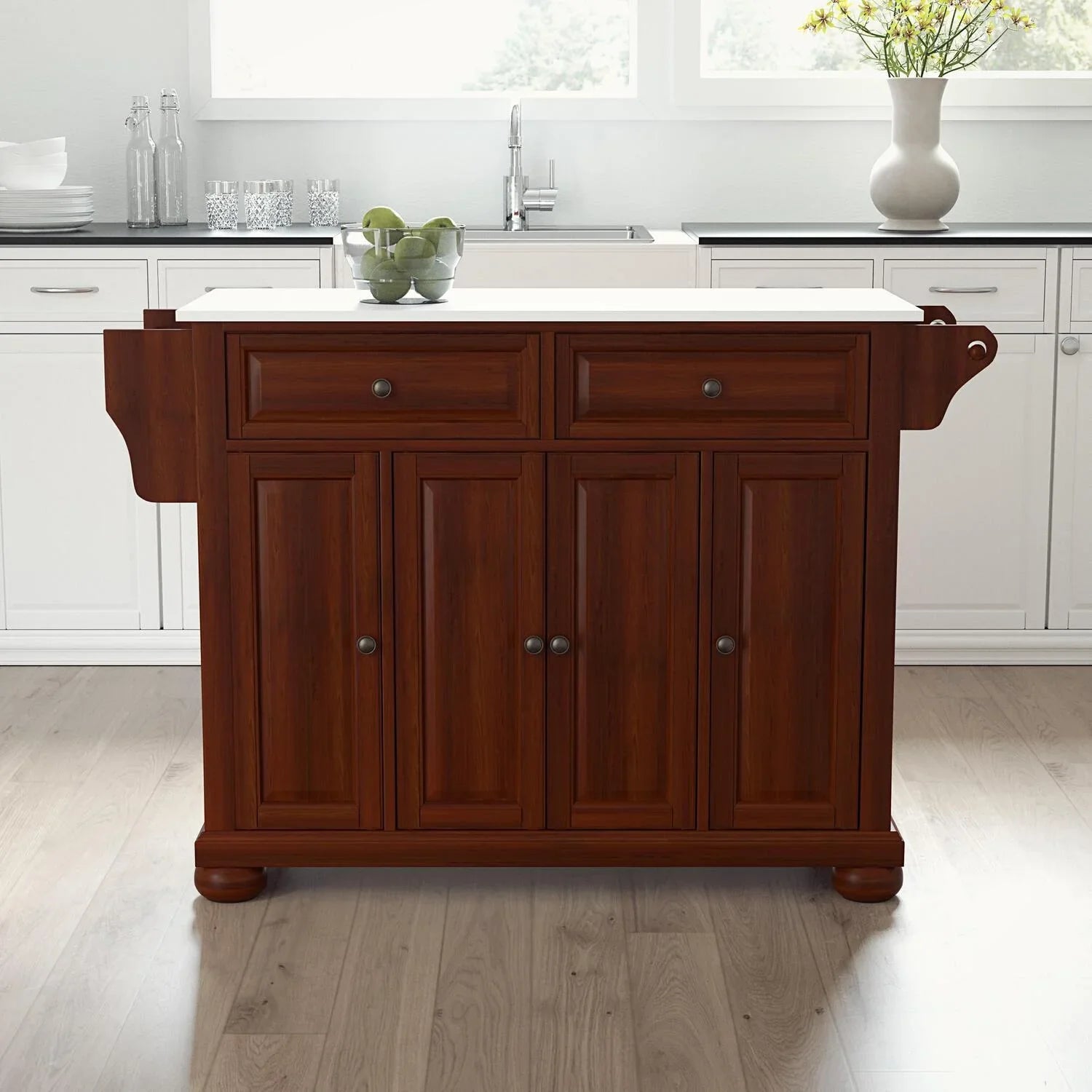 Country Kitchen Cottage Full Top Stone Size Maykoosh Black/White Island/Cart