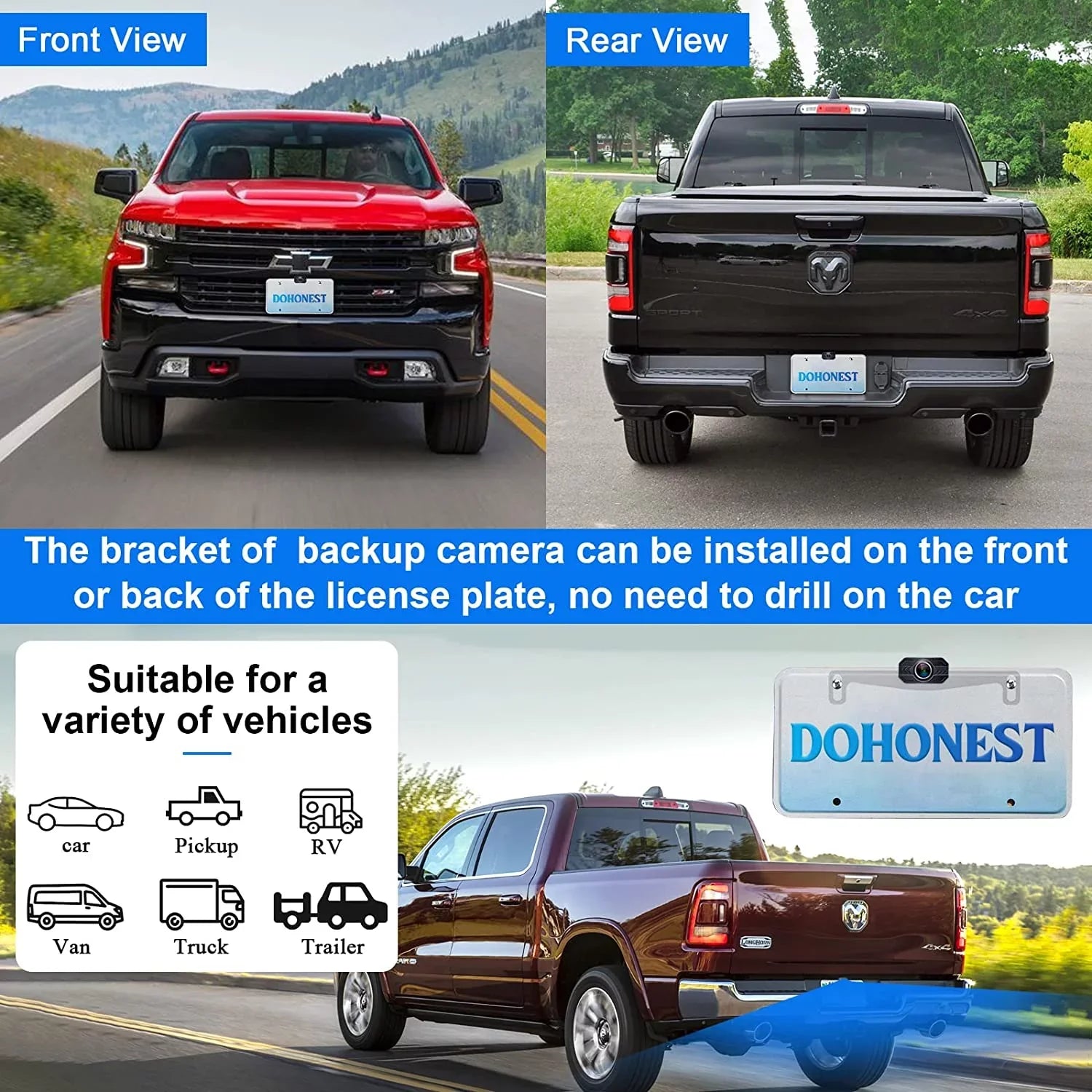 Play Night Signal Plug Pickup Camper HD and Car V for Wireless 2 vision 7-Inch: Stable Kit Easy to Install Van Bluetooth DoHonest Channel Truck Camera Monitor Backup Cam Reverse 1080P Auto-Switching