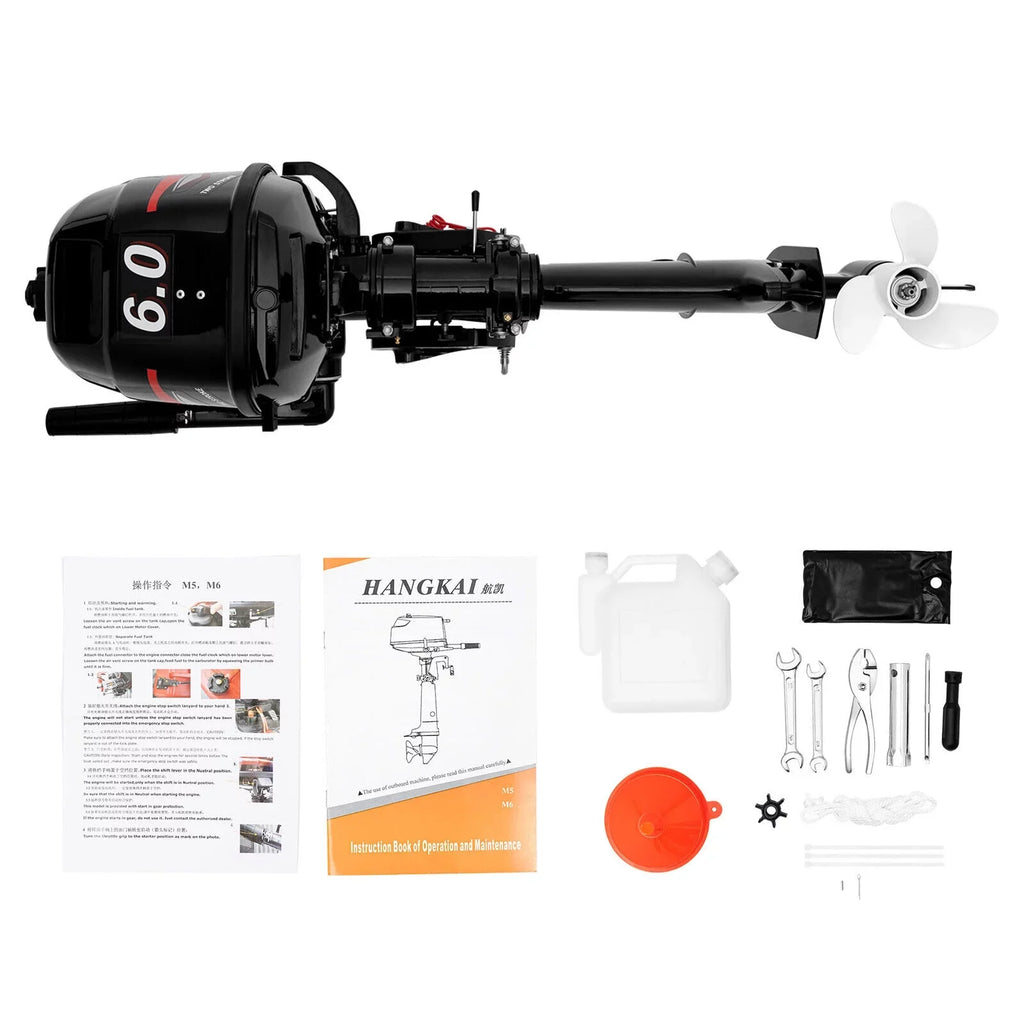Inflatable Hp Motor Outboard 6 Boat Motor Fishing System 2-Stroke Water CNCEST Cooling Engine