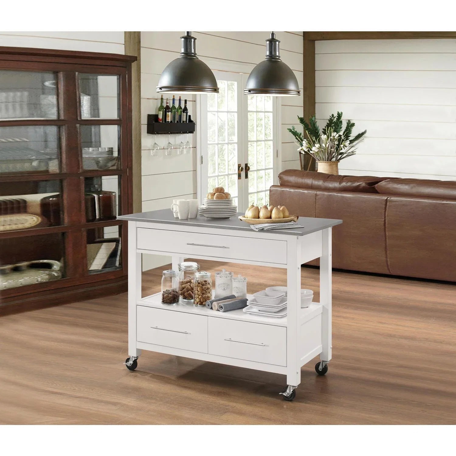 Kitchen White Cart, Steel HomeStock Stainless &