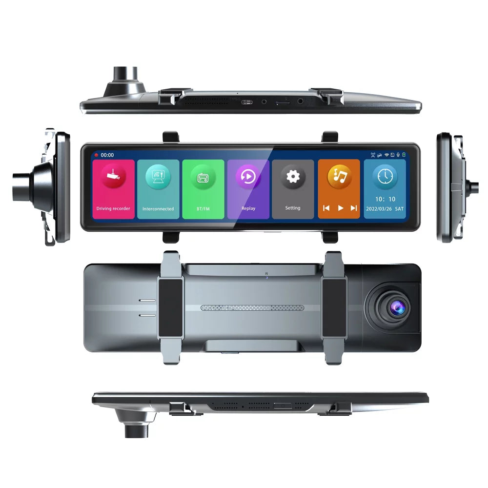 Carplay 3 Dash Video Auto 2.5K Cameras Rearview Screen OWSOO Clear Touched Recorder Mirror Cam Car Recording Driving 12in Car Recorder Car