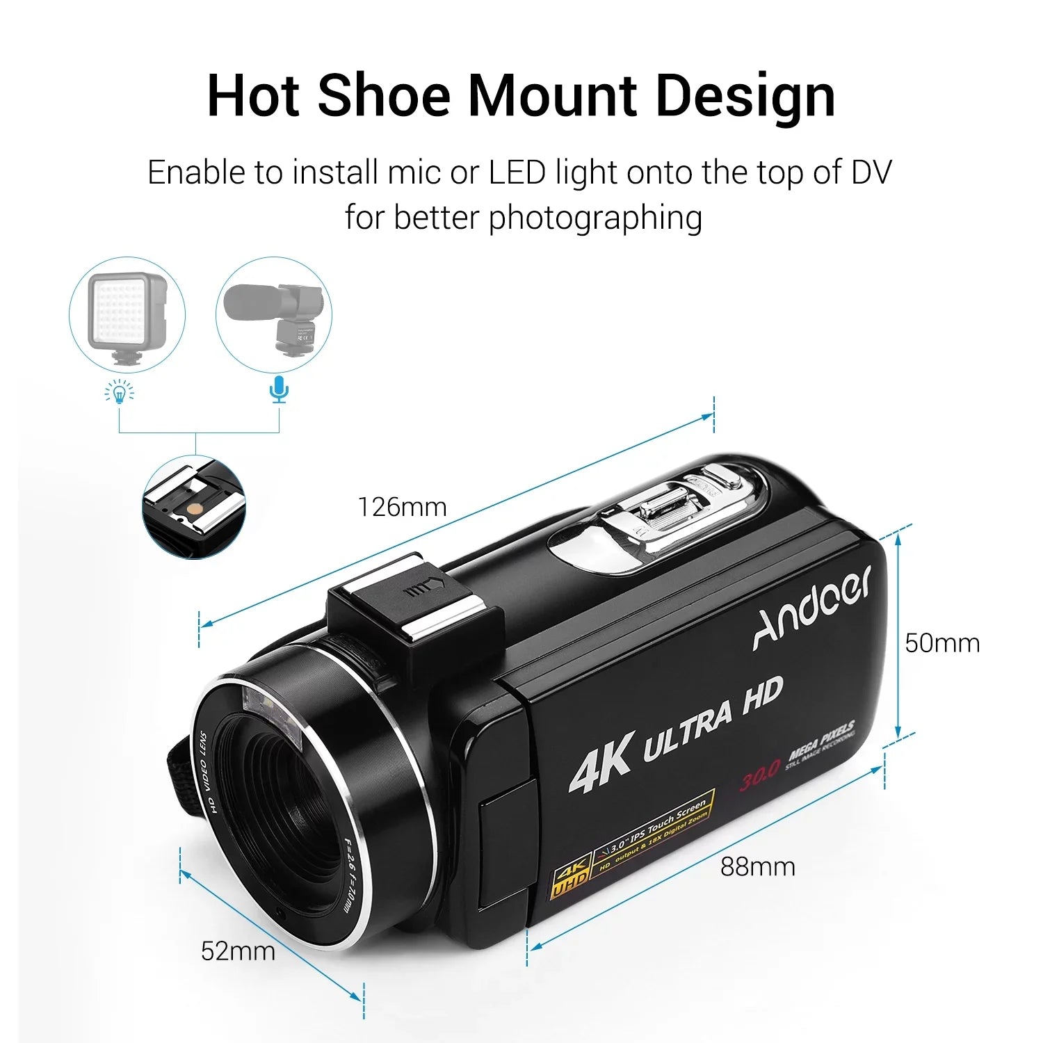 Andoer-2 DV Camera,Video Monitor AINN Burst Camera IPS Inch 3.0 4K Inch 3.0 Inch DV Handheld Video Monitor Camera Video IPS Function ERYUE IPS Professional
