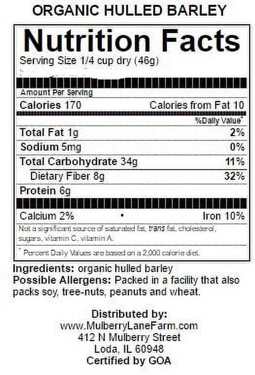 Lane Certified Barley Farms lbs) Five Mulberry Organic USDA by Hulled Pounds Bulk Non-GMO, (5