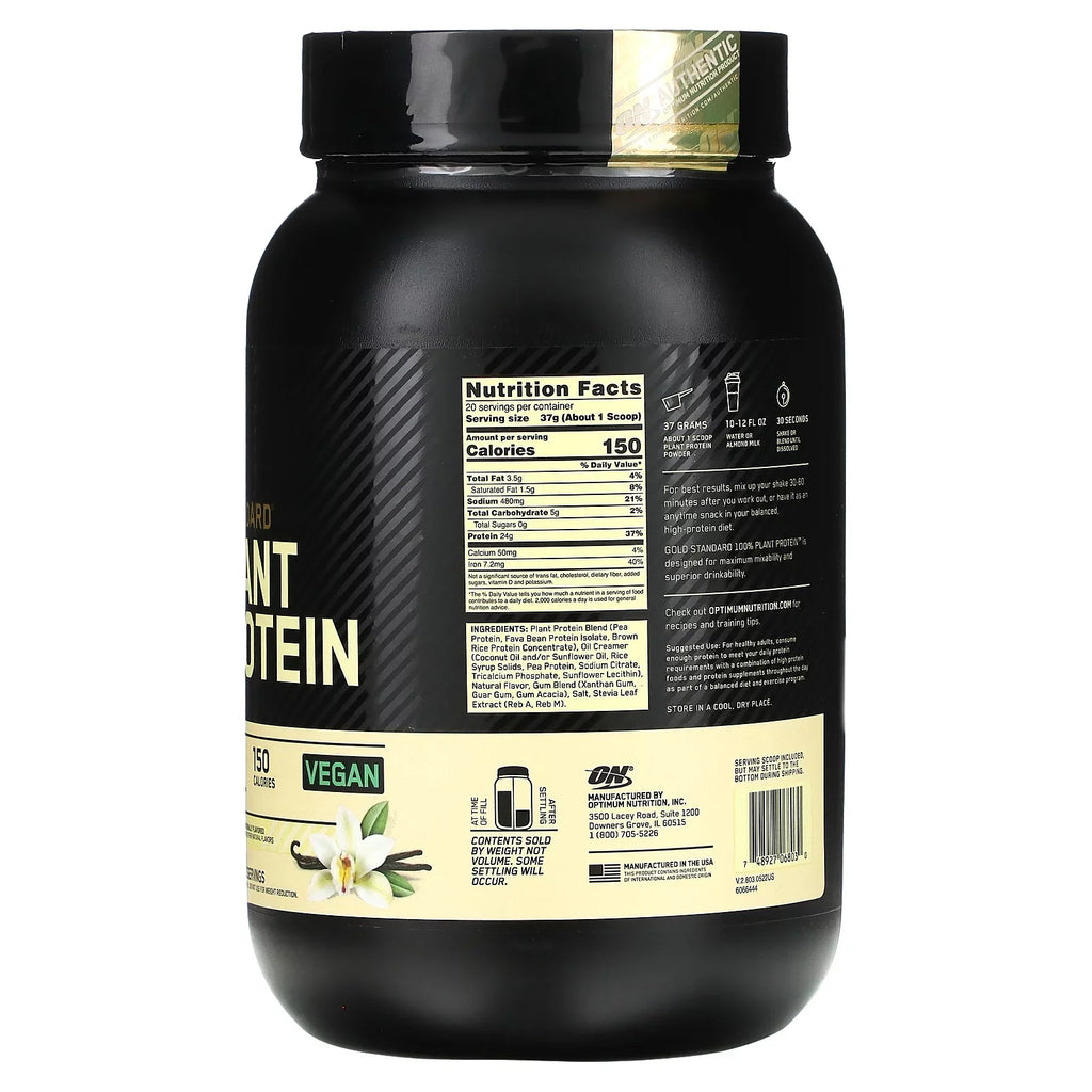 Standard Gold 1.63 lbs Plant Creamy g) Protein, Nutrition Vanilla, (740 100% Optimum
