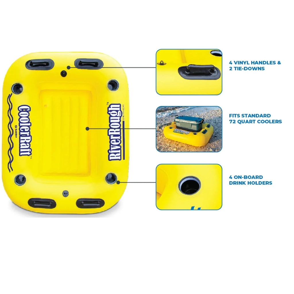 55" Raft Cooler Swimming and Inflatable Yellow Black Float Pool
