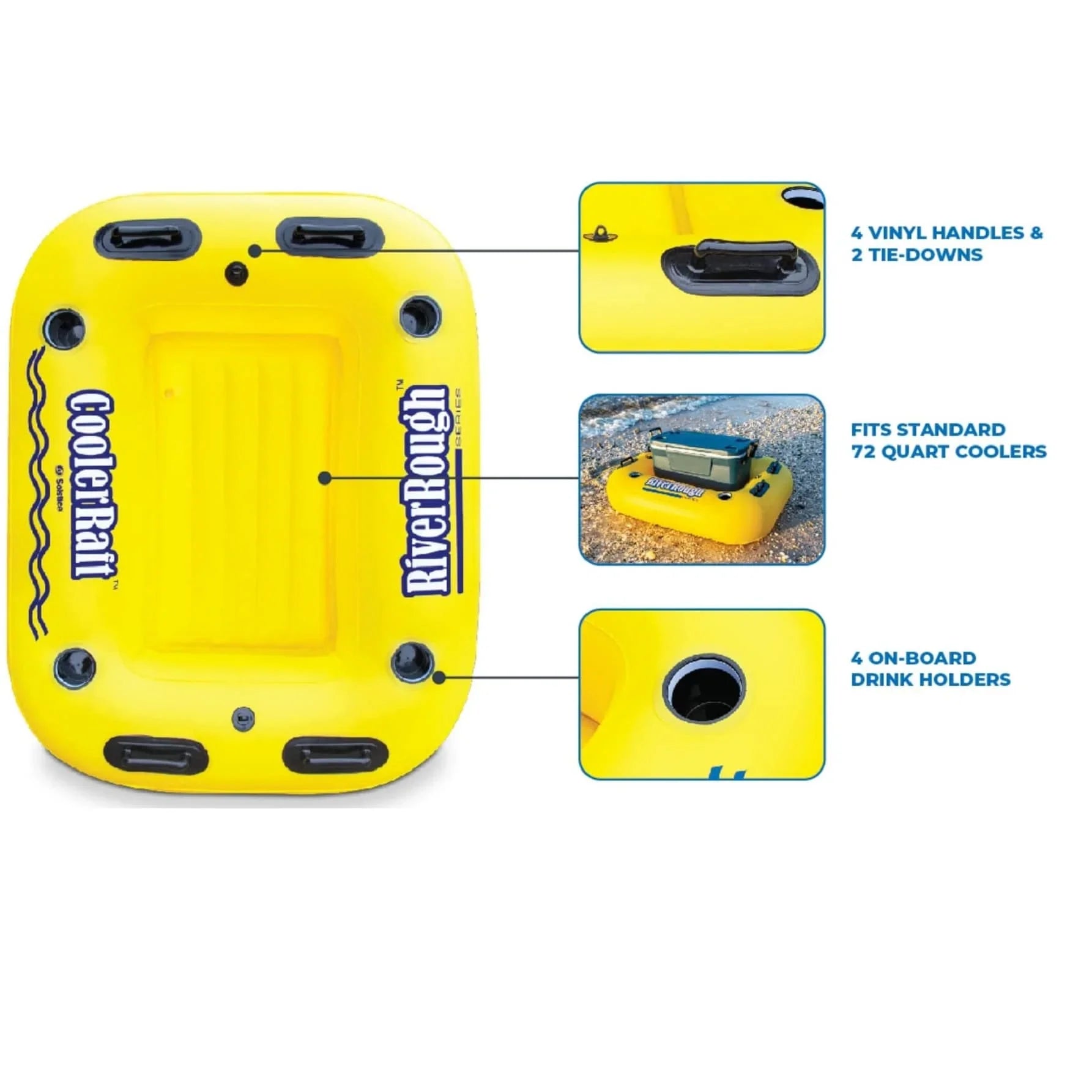 55" Raft Cooler Swimming and Inflatable Yellow Black Float Pool