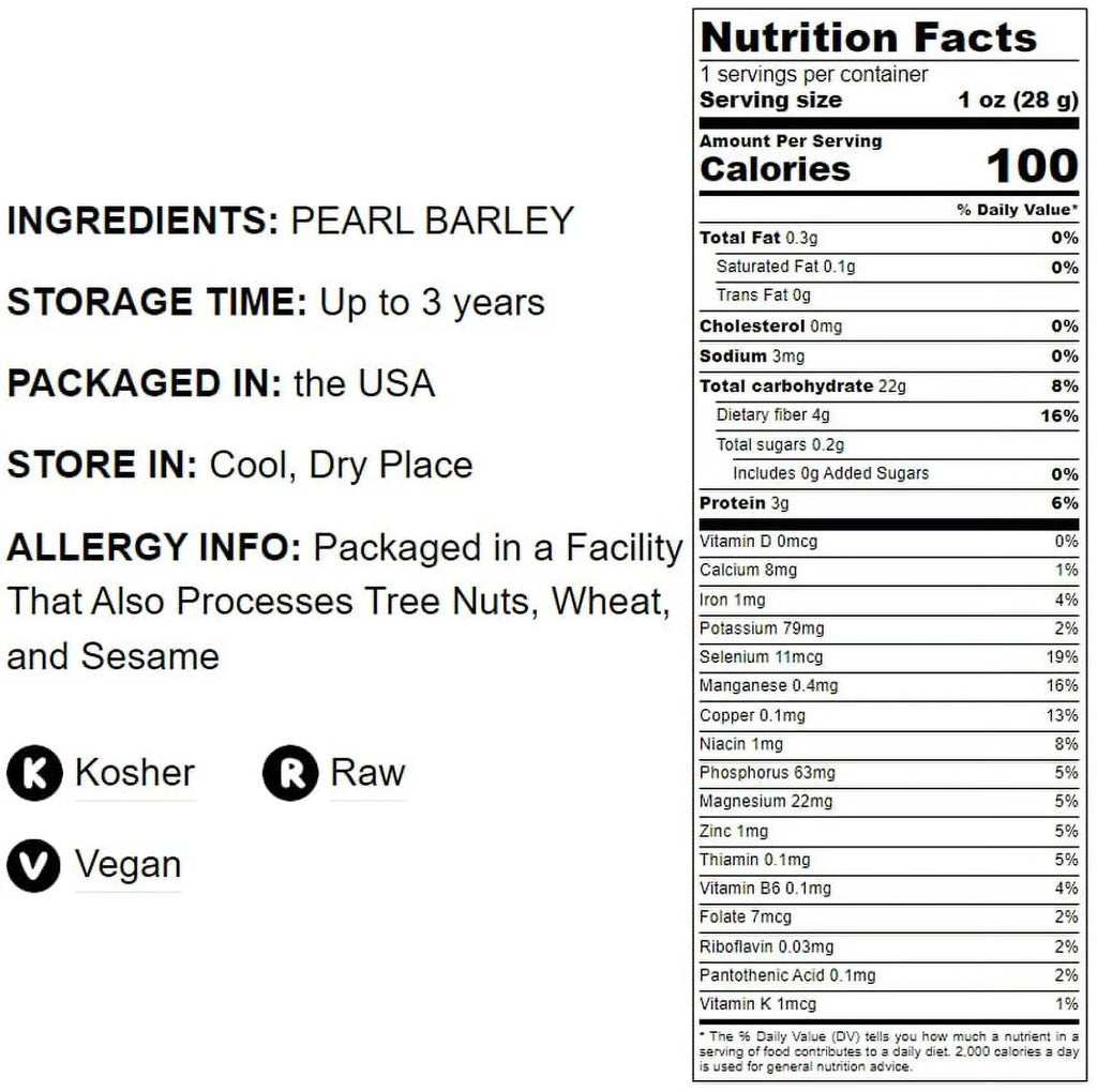 Kosher Pearled Barley, Live, 5 Pounds, to Food