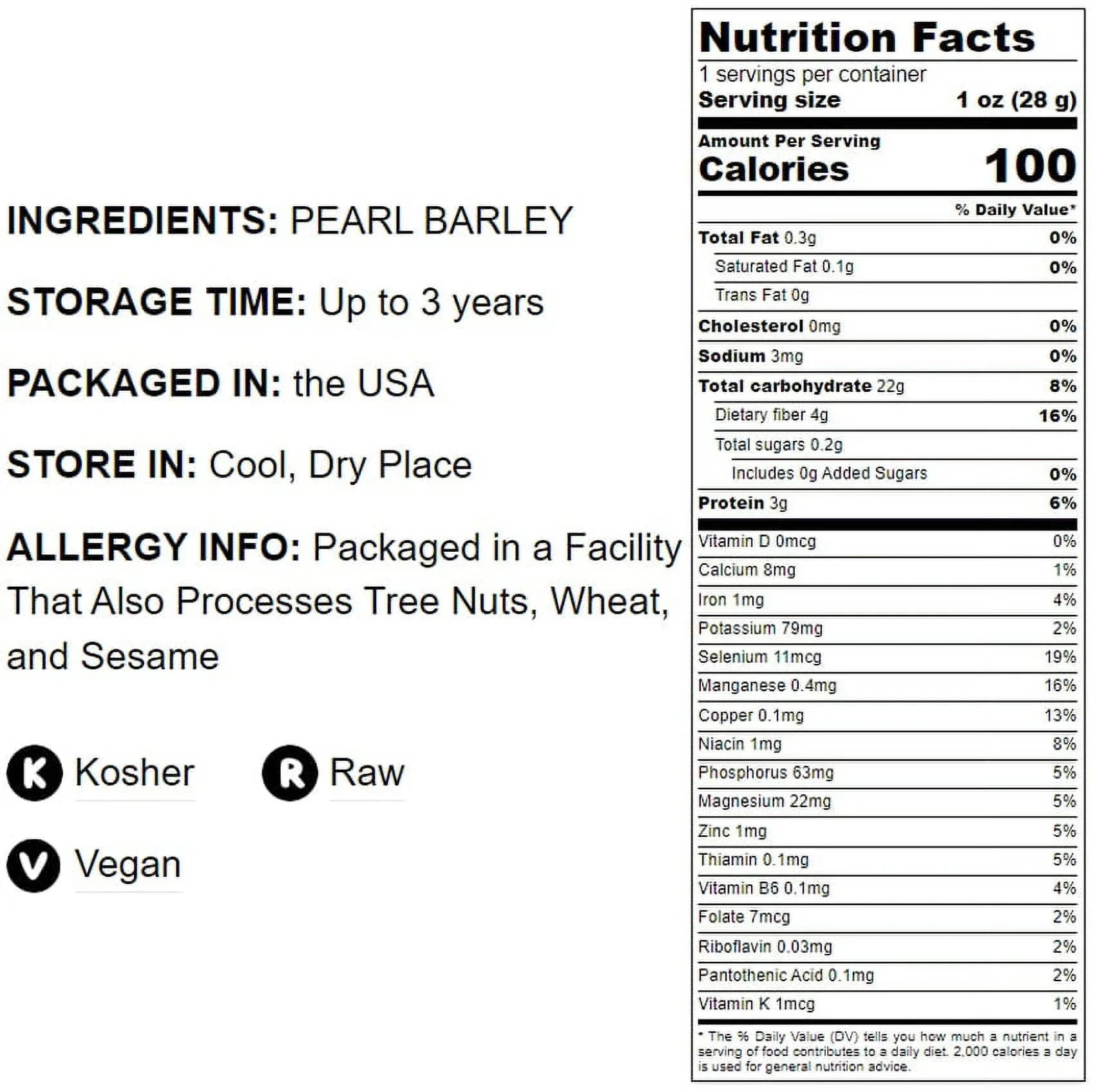Kosher Pearled Barley, Live, 5 Pounds, to Food
