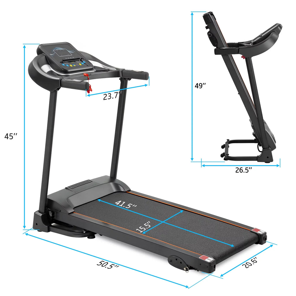 with Motorized Incline Folding Adjuster Easy and Machine Running Audio Treadmill Compact Jogging Speakers