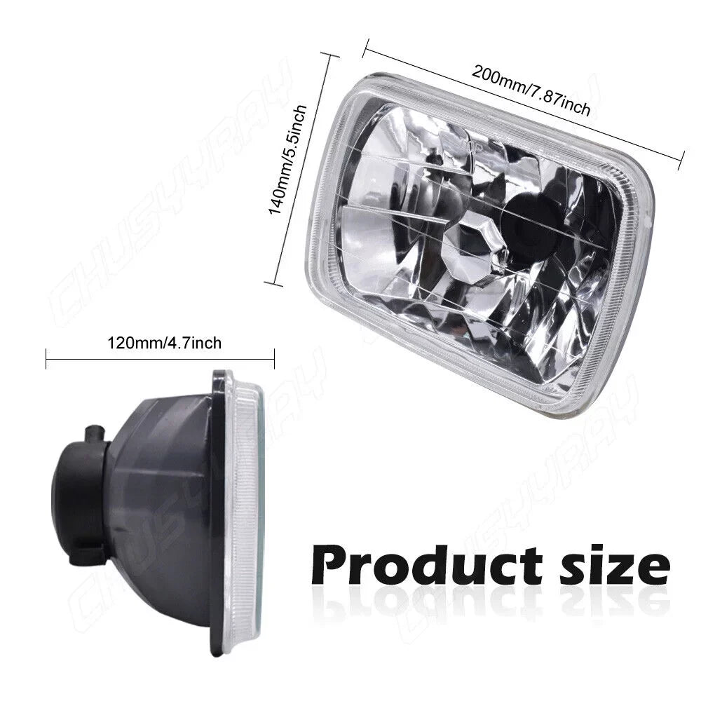For 7x6" 5X7" Wrangler Headlights Jeep XJ 1984-2001 LED YJ 2x 1986-1995 Cherokee