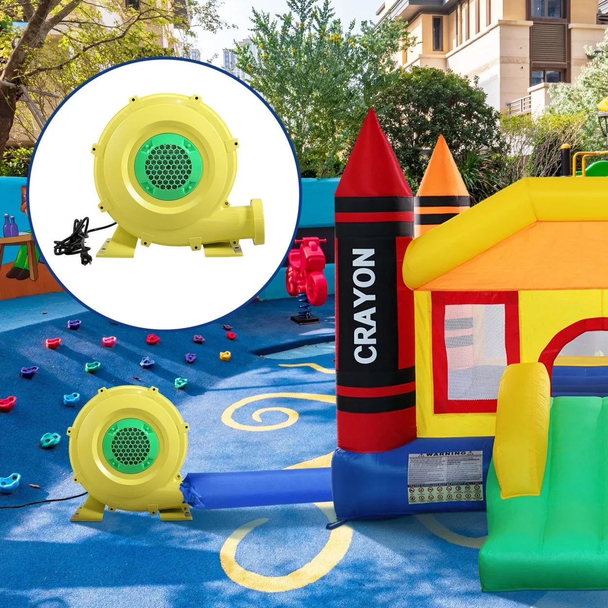 Portable Pump Slides, Inflatable for Green Fan Outdoor Blower, Yellow - Bounce and Air Castle, Indoor Safe, Water