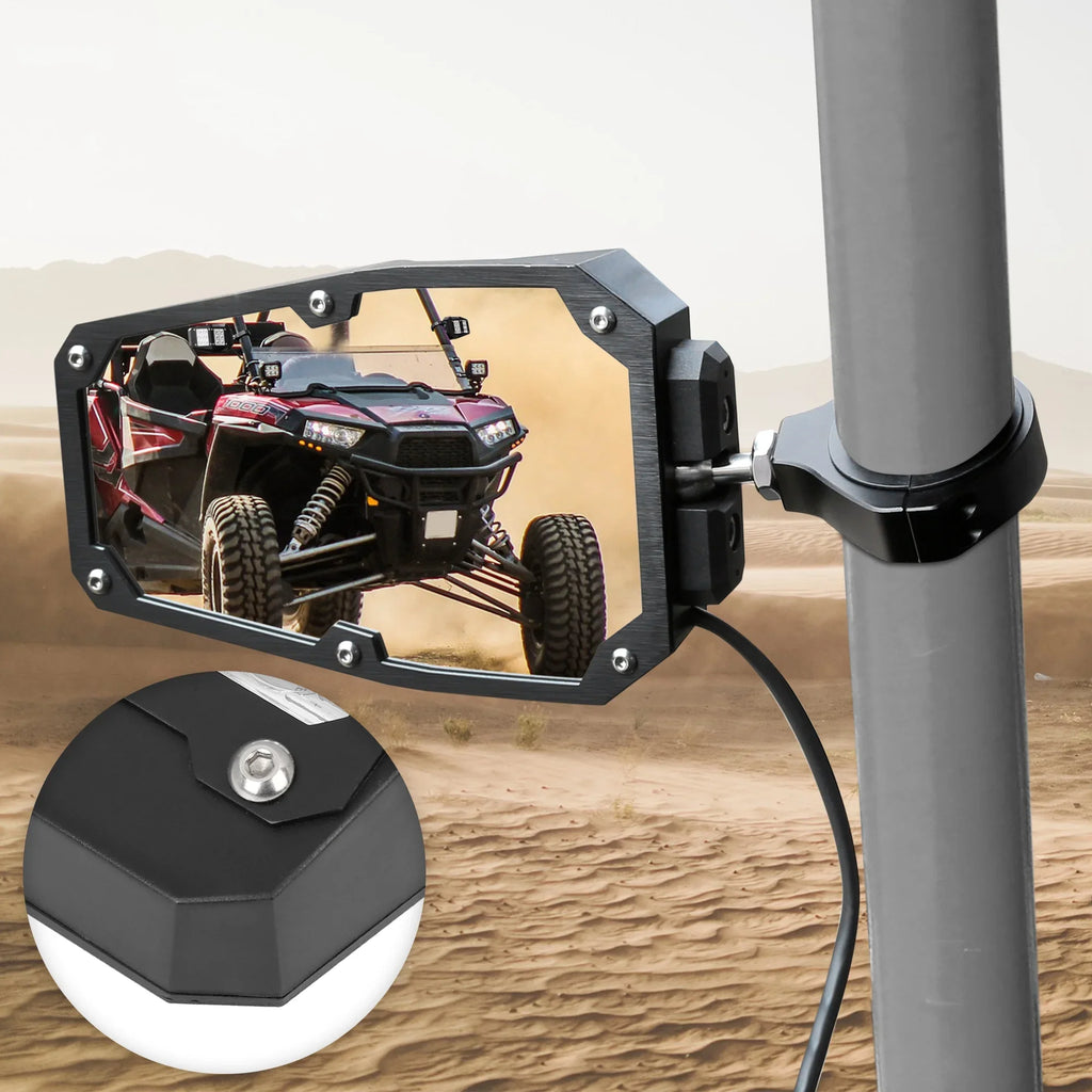Round Black Yamaha UTV Cage Bargains 6.3" View Rear Light 1.75" Unique for Pair w Roll Mirror