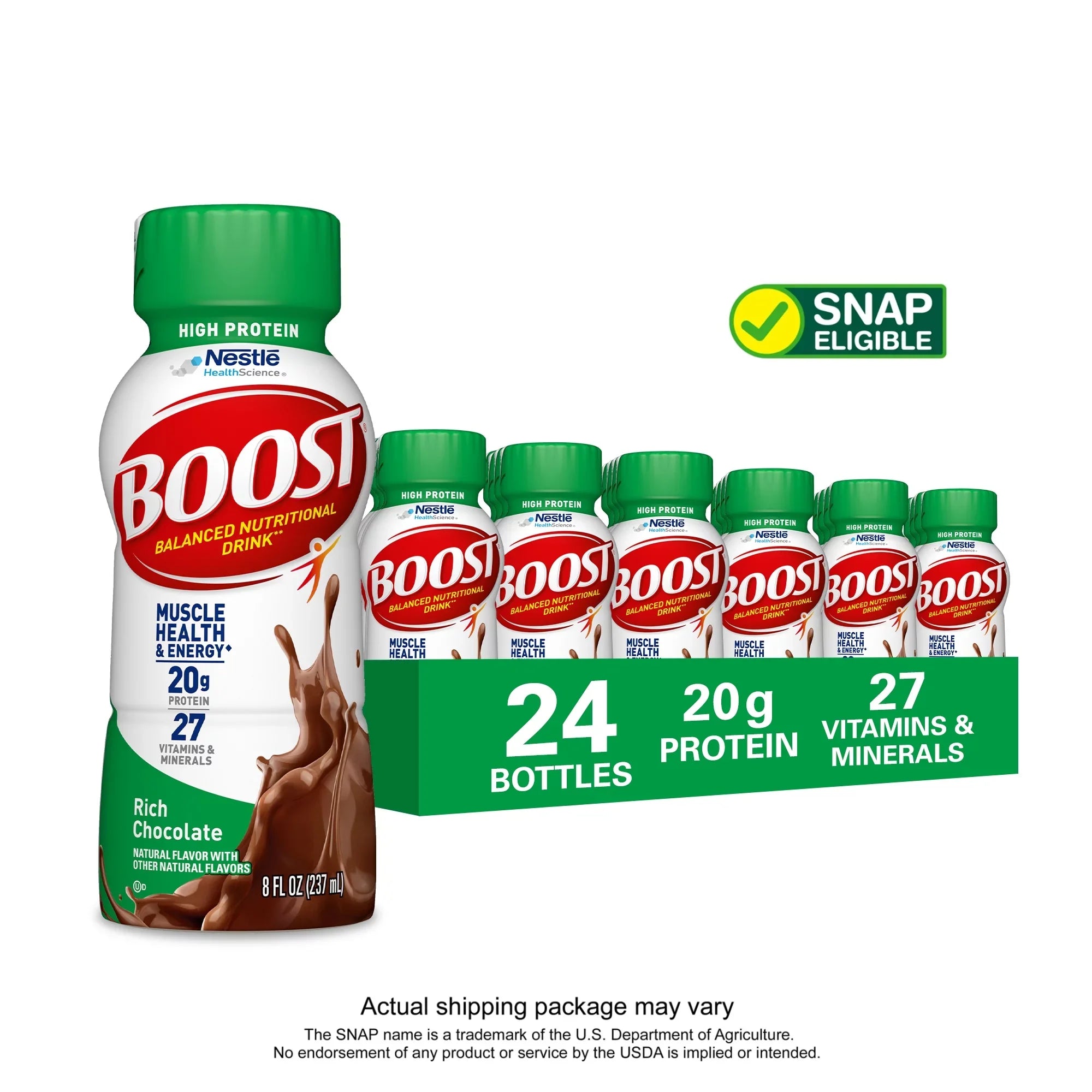 '- 24 High Protein Nutritional 20g Count 12 Packs) Protein, Chocolate, Drink, BOOST (2 Rich