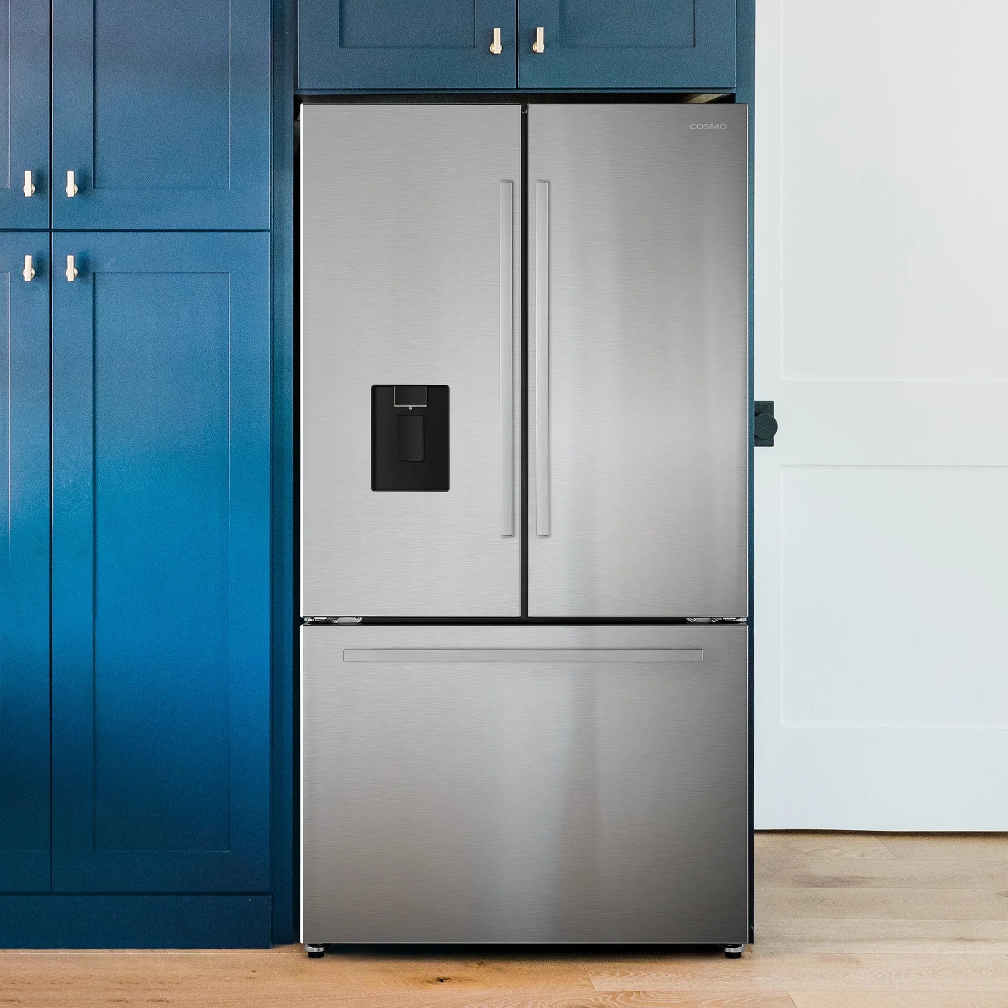 Stainless Steel Refrigerator Water 22.4 3-Door in French ft. Door cu. Dispenser