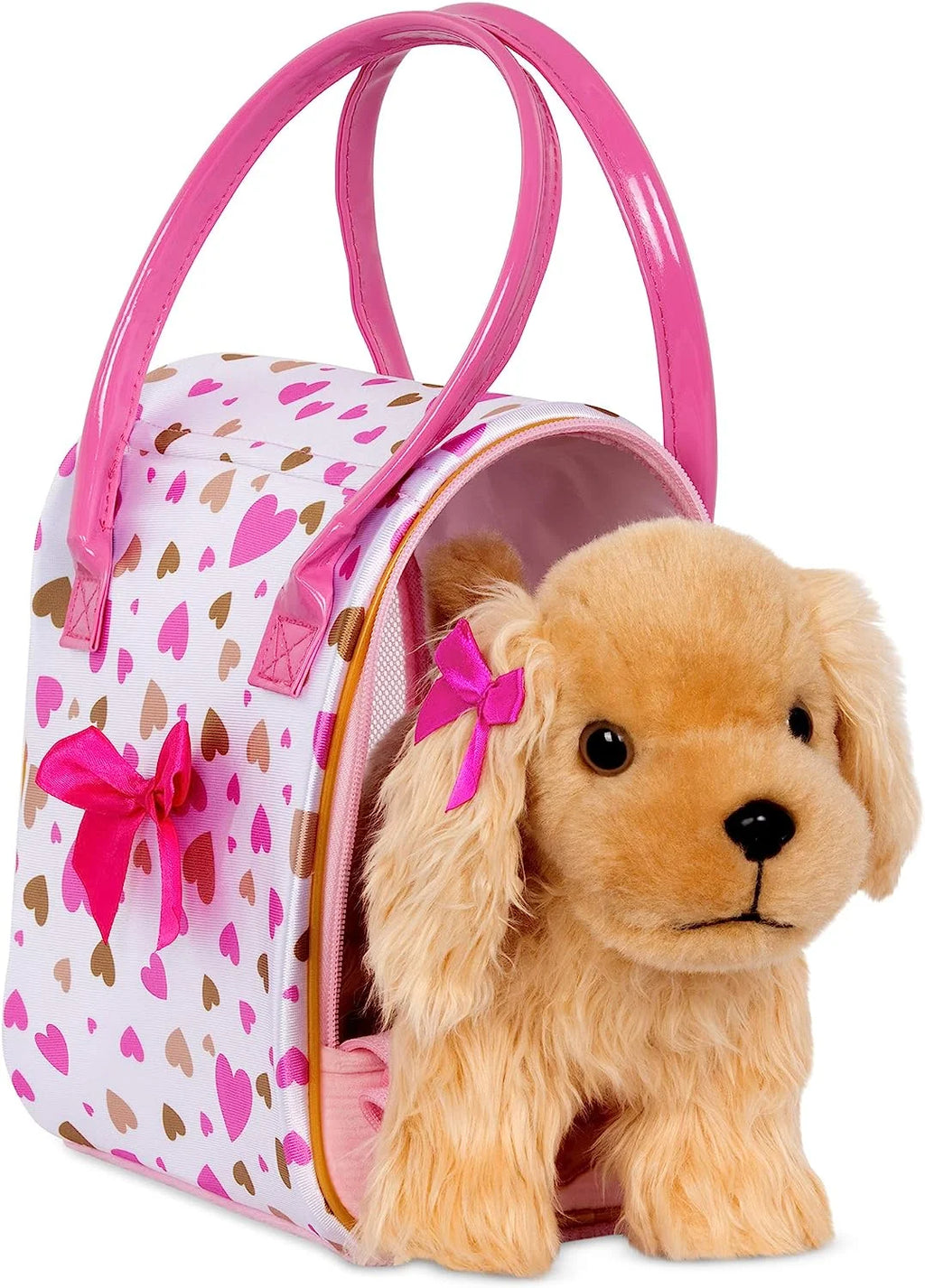 Spaniel, w/Cocker 8 Print Pups & Gold Glam Bag inches by Heart Pucci Pink Battat