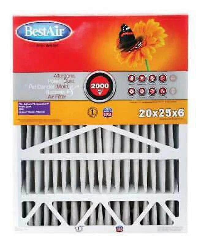 x x D in. (Pack in. 20 Pleated 6 BestAir MERV Filter 11 in. of W H Air 25 2)