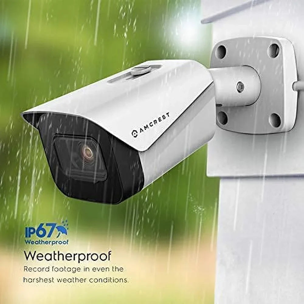 Recording, 2.8mm 4K (8MP) 131ft (2PACK-IP8M-2496EW) Amcrest Camera, POE 2-Pack Bullet 3840x2160, MicroSD NightVision, Weatherproof, IP67 Lens, White IP UltraHD