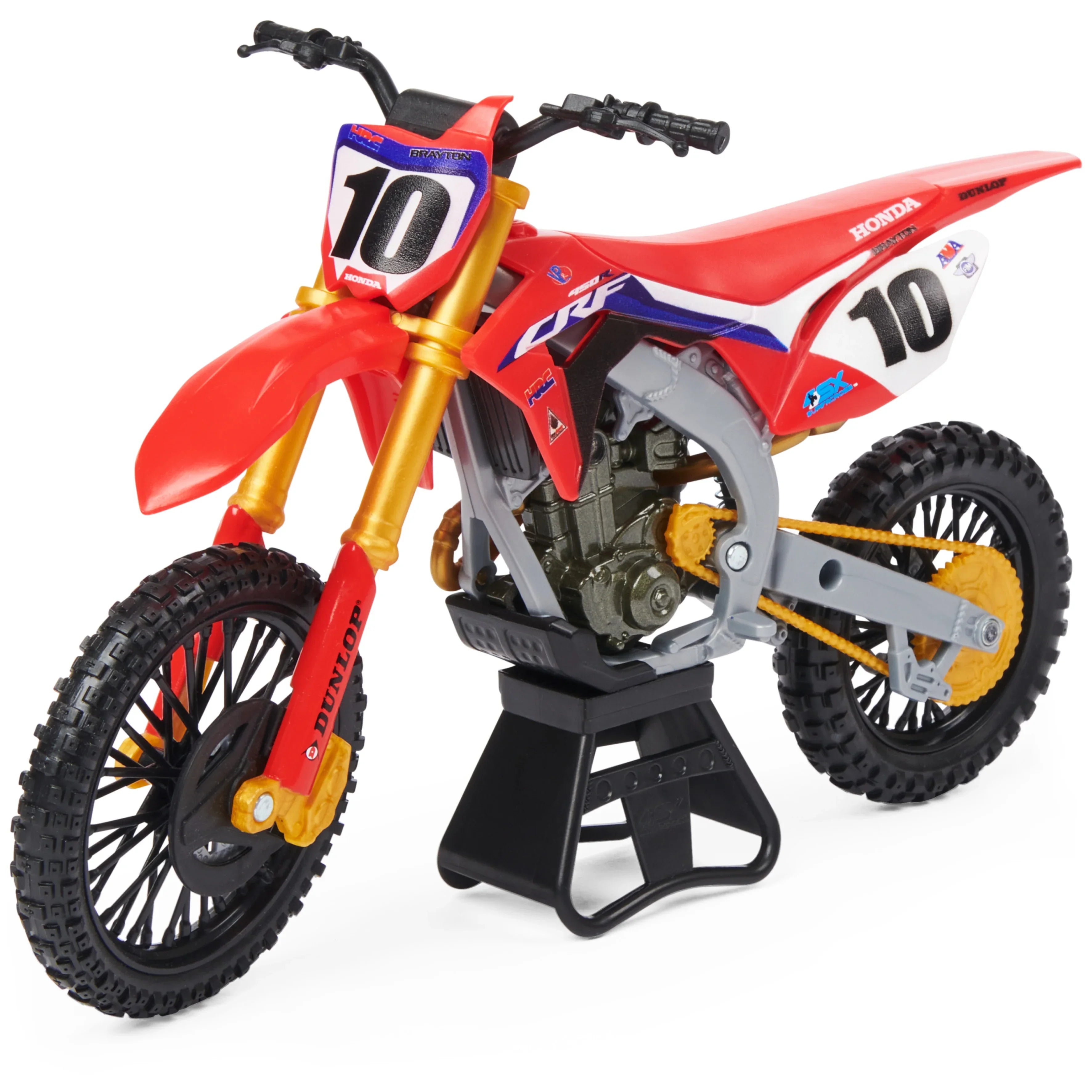1:10 Brayton Supercross, with Motorcycle Display Justin Replica Scale Stand Collector Authentic Die-Cast