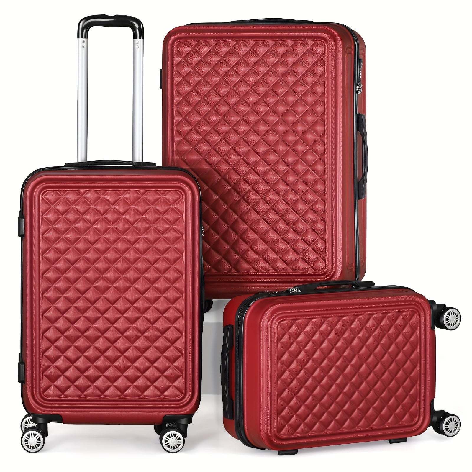 Cases Outdoor Red Wheels Shell For Luggage Minimalist With Trip, Hard Travel Spinner