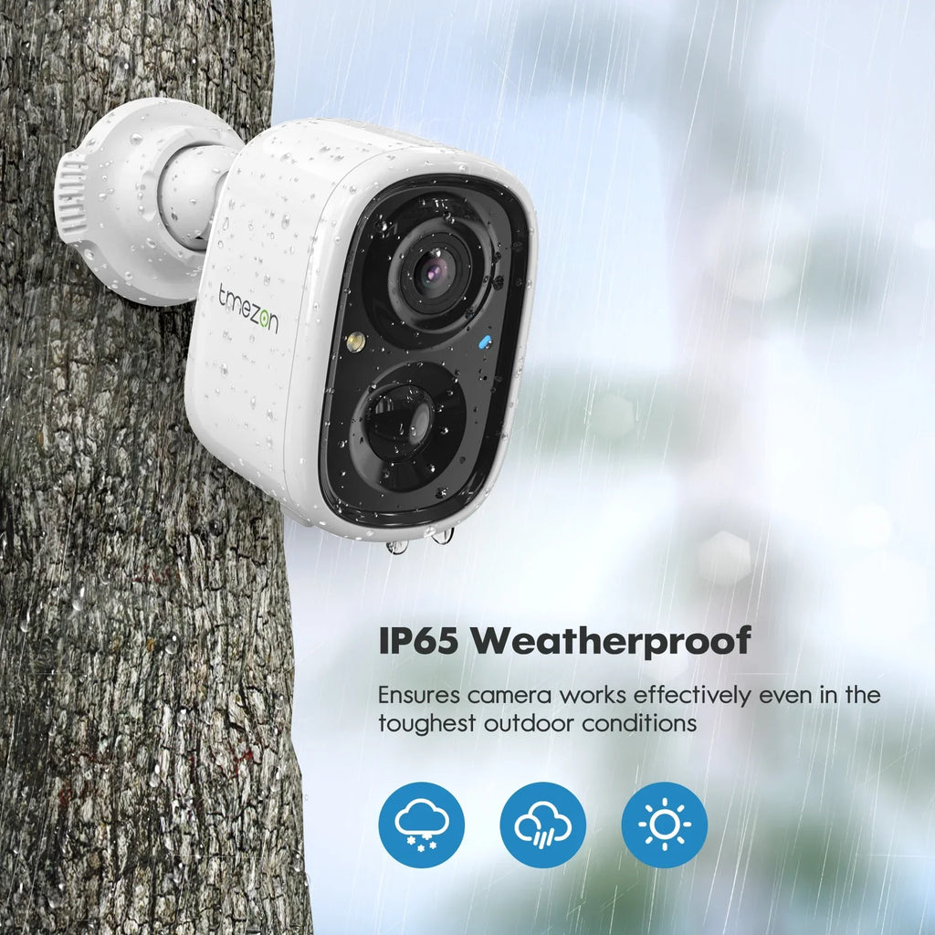 Wireless 2K Powered Audio, Home Security Night Waterproof, Detection, Way Camera for SD/Cloud Surveillance Rechargeable Vision Camera with 2 TMEZON Outdoor AI Motion Battery WiFi