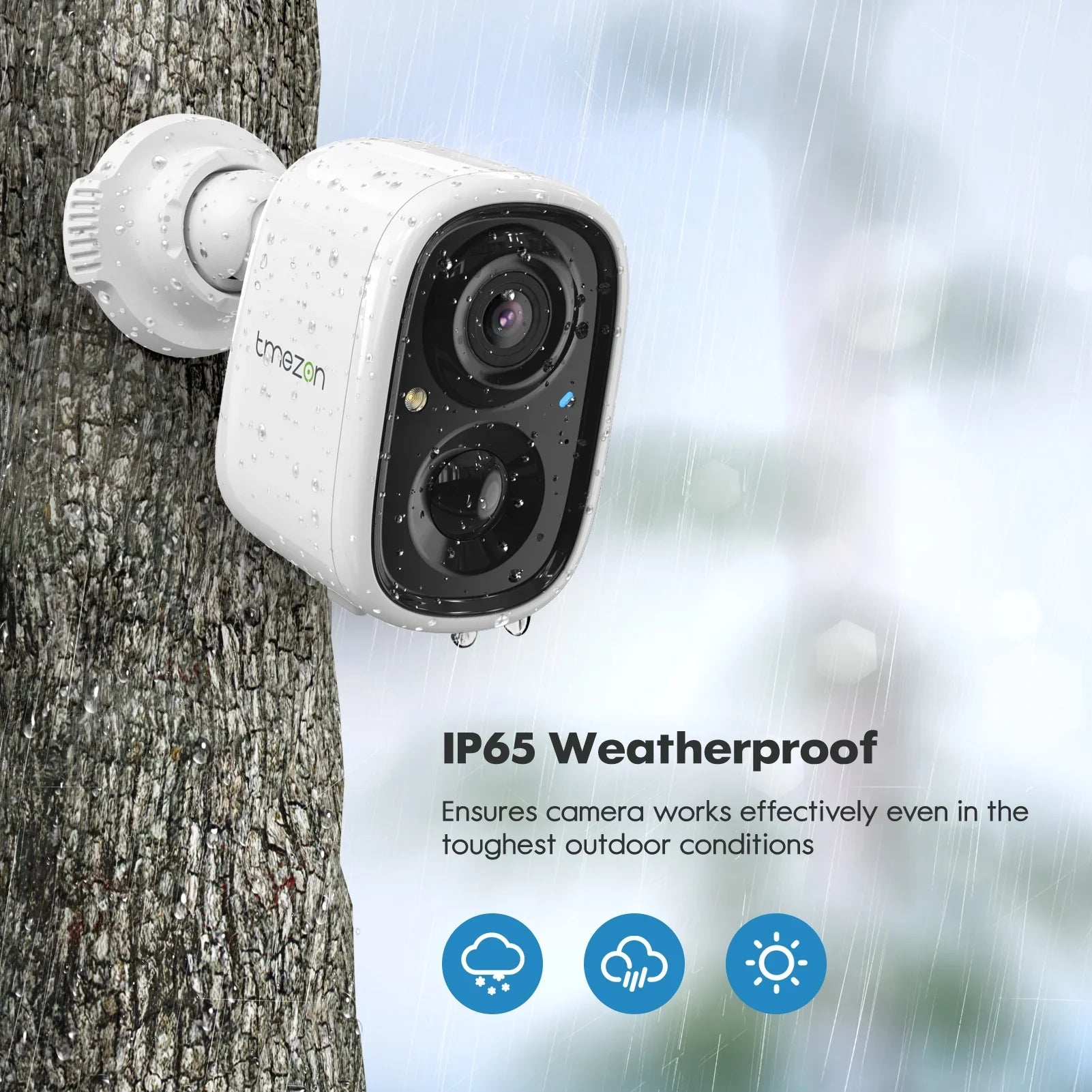 Wireless 2K Powered Audio, Home Security Night Waterproof, Detection, Way Camera for SD/Cloud Surveillance Rechargeable Vision Camera with 2 TMEZON Outdoor AI Motion Battery WiFi