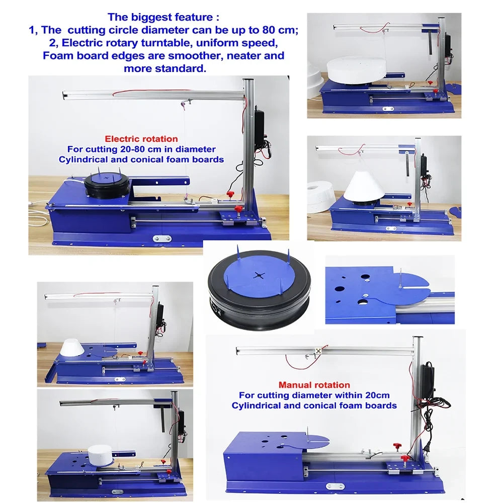 Electric Hotwire PreAsion Tabletop Molti-functional Cutter Machine Vertical Cutting 110-220V Rotary Hot