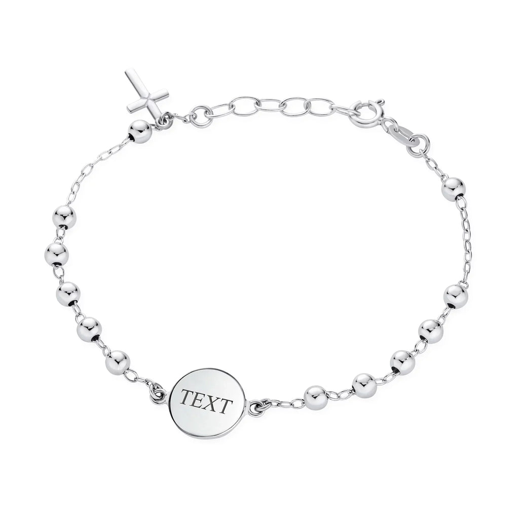 Sterling Virgin Medal Mary Rosary Beads Jewelry Bracelet Prayer Bling Cross Silver