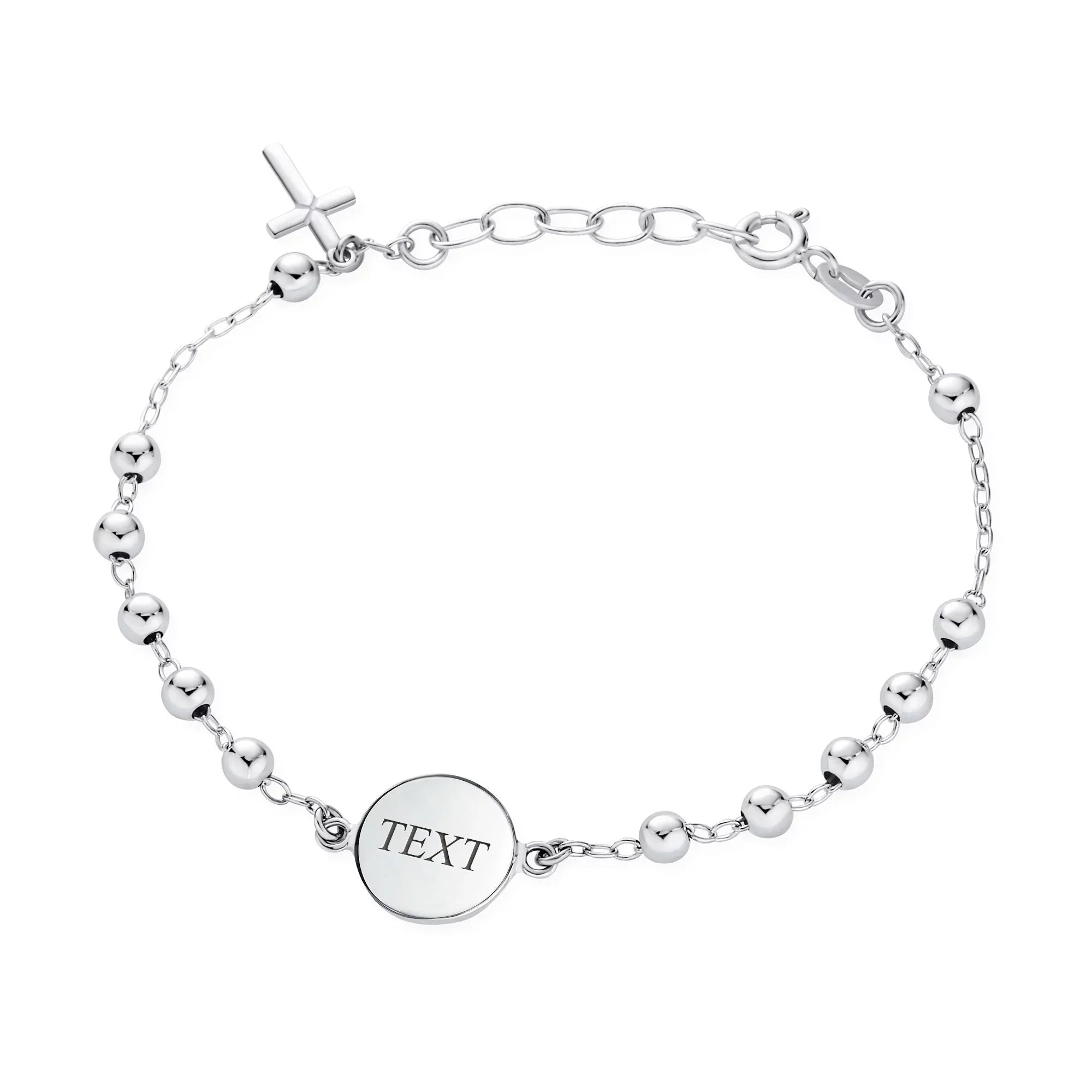 Sterling Virgin Medal Mary Rosary Beads Jewelry Bracelet Prayer Bling Cross Silver