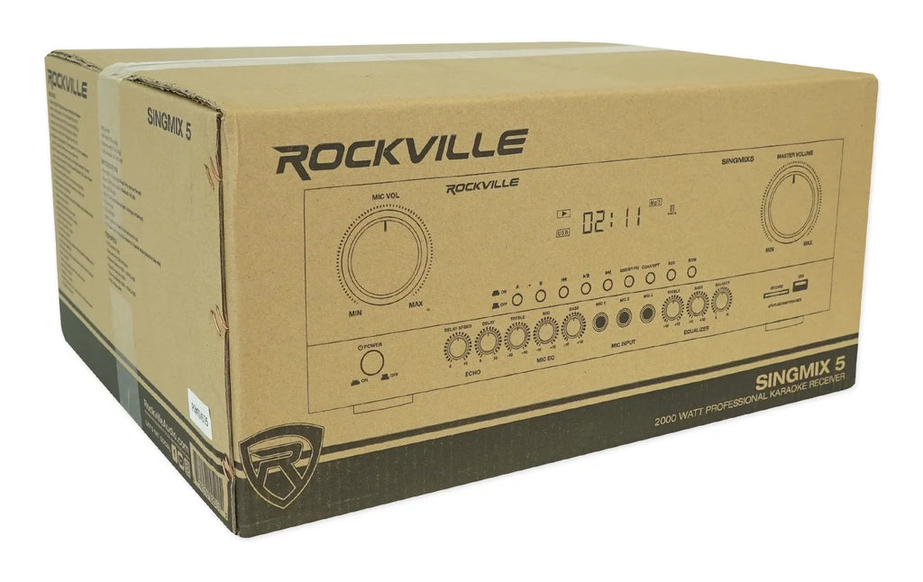 2000w Rockville Mixer+(2) Speakers 5 Receiver Black Bluetooth Home Tower SINGMIX
