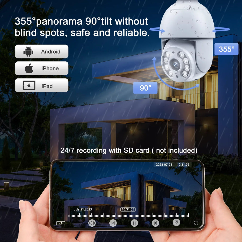 Indoor Light Dome Toguard WiFi Camera Security 2 Surveillance Packs Wireless Bulb SC30 PTZ 2K/4MP Outdoor Camera
