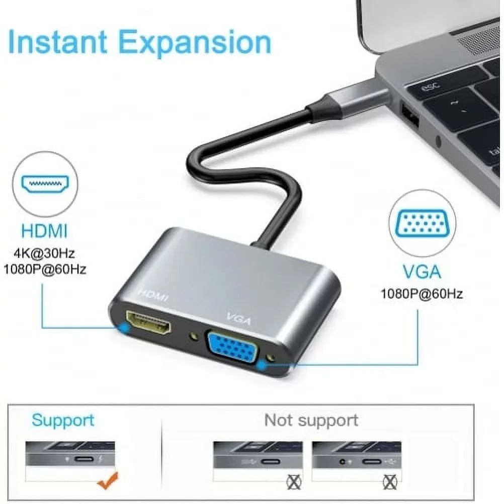 for Splitter S8/S9/FE/Plus USB-C Cable Video Tab - TV Video to HDTV Projector Samsung Galaxy Adapter VGA Hub HDTV Converter Tablets