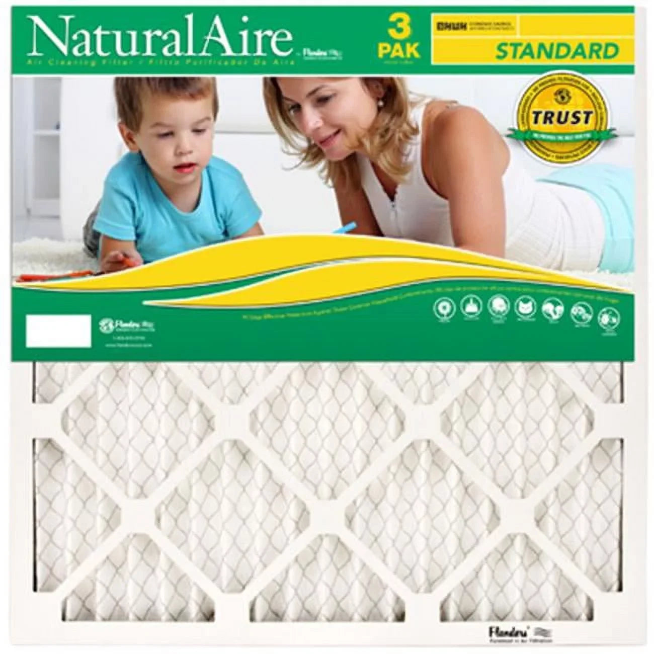 Flanders Of - 24.9 Pack- Air Pack Filter 19.9 Natural in. x 3 Standard 4 Pleated 87357.012025
