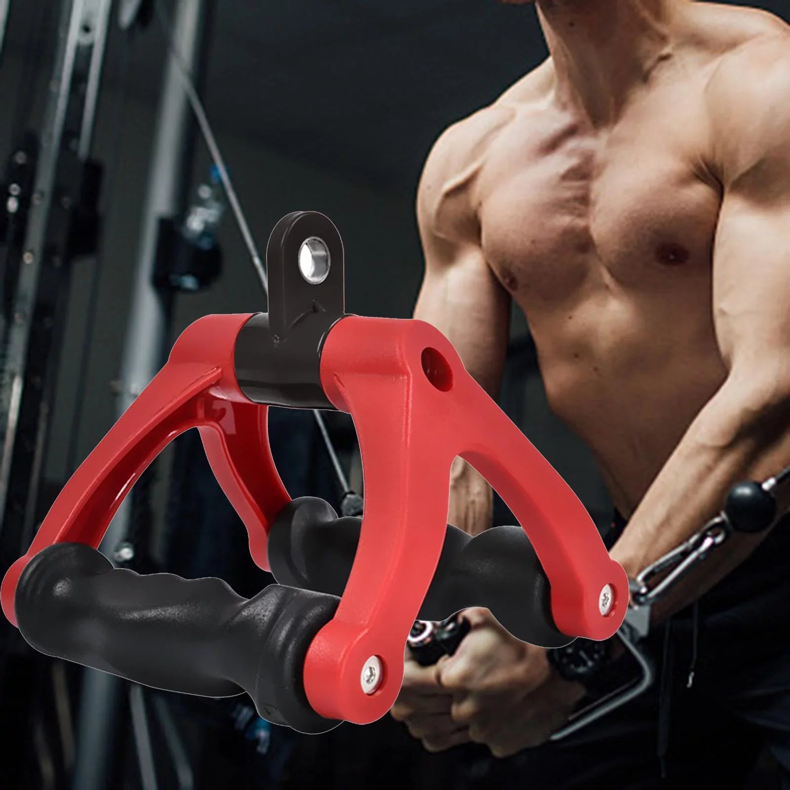 Rope Machine Tricep Bar for Pull Two Red Home 661 Cable Attachment Rowing Bearing Attachment ,Back Training Down D Row ,Gym Fitness, Handle