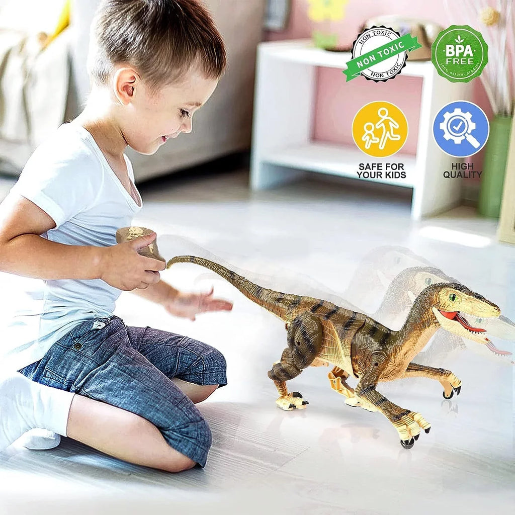 Remote Boys Toys Age Gifts Walking and Dinosaur Sounds RC Boys Robot with 3-5, - Years Ctrl Dinosaur 5-7, Brown Control 8-12 Kids for Lights JBee Toy for Girls T-Rex Old