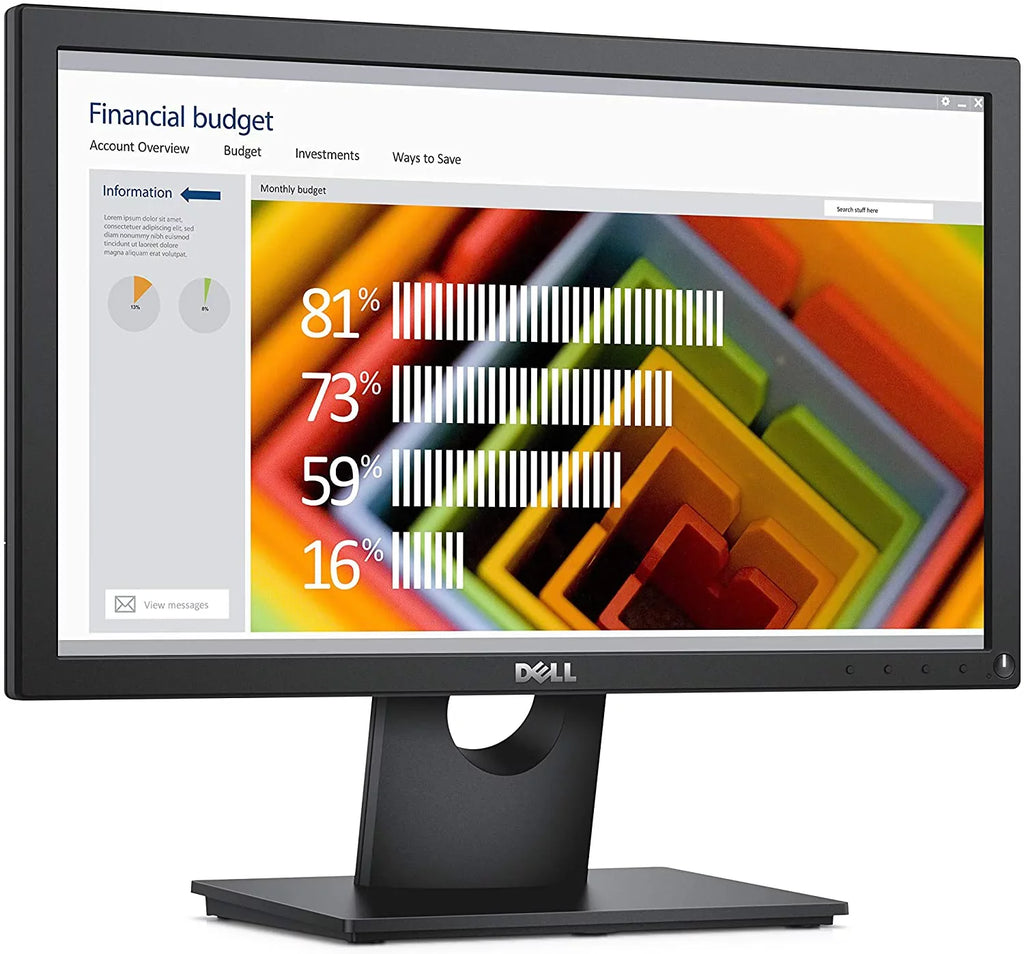 New Dell 5ms Adjustment LCD Monitor 60Hz E1916H Widescreen Tilt 19" VGA, (1366x768) & DisplayPort Backlit LED