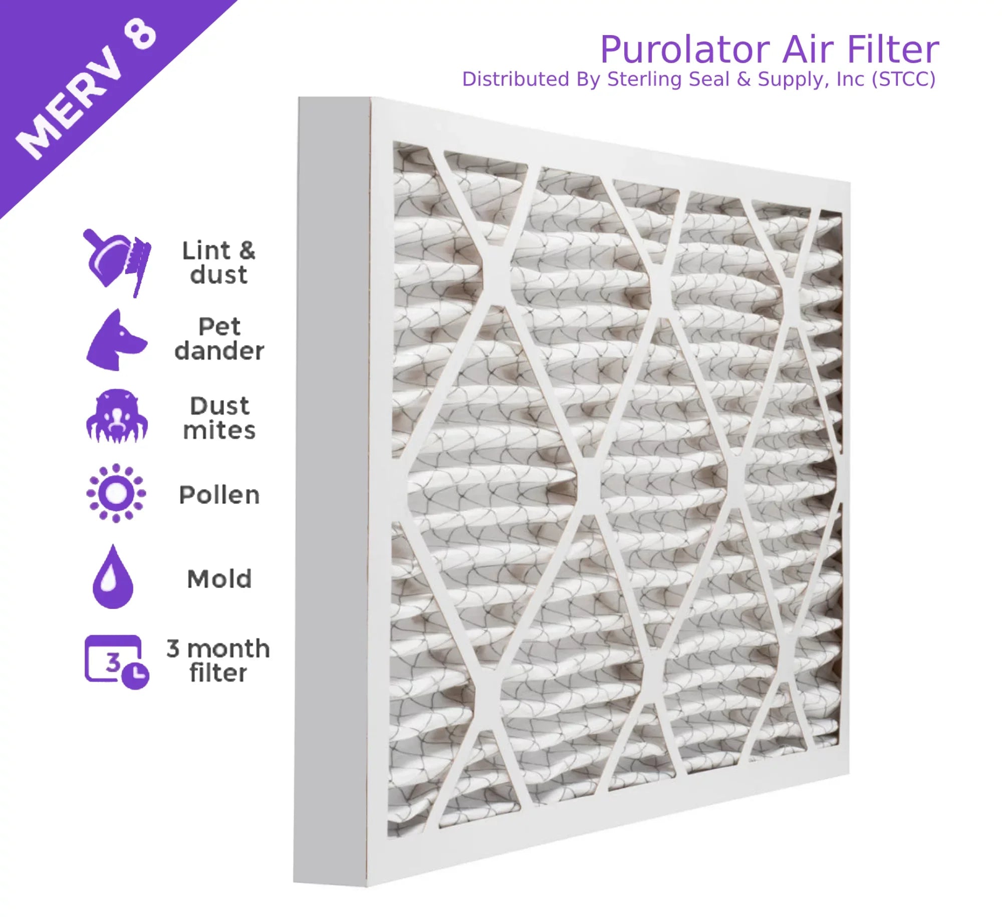 Pack) Purolator Pleated Air Mechanical 14x25x2, MERV Extended (6 DMK80 Surface Filter, 8,