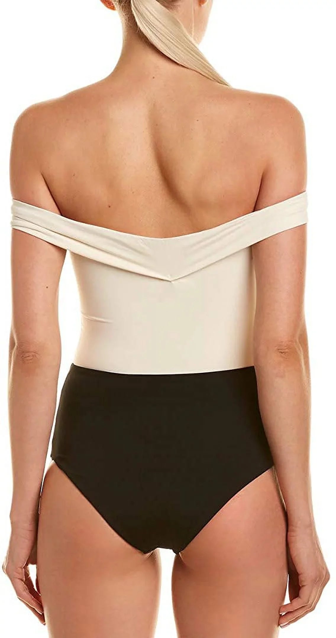 L*Space CREAM/BLACK/CAMEL Anja 12 US Off-the-Shoulder Piece Swimsuit, One