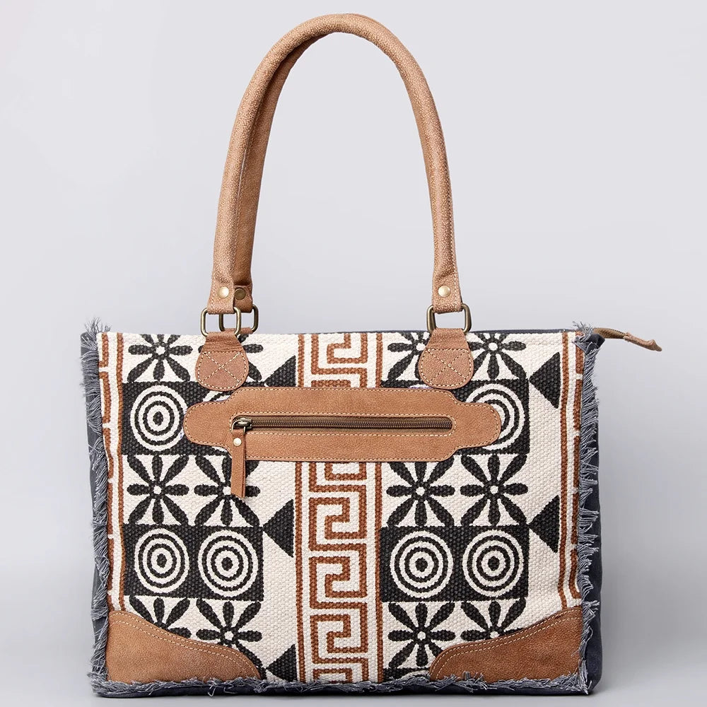 handbag Upcycled Wool Upcycled western OHLAY KB491 women Canvas KB TOTE Leather bag purse Genuine