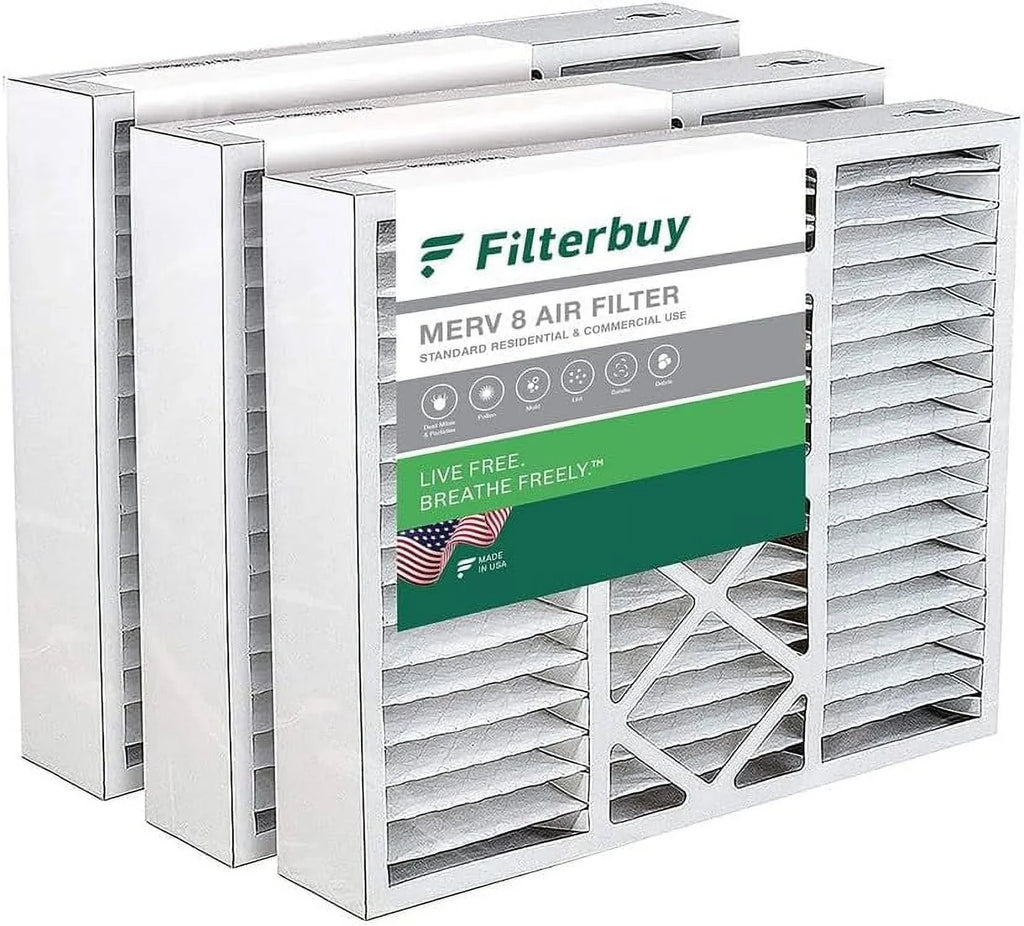 (3-Pack) Pleated Filterbuy Furnace Filters AC 8 Honeywell Air FC100A1003 HVAC for 16x20x5 MERV