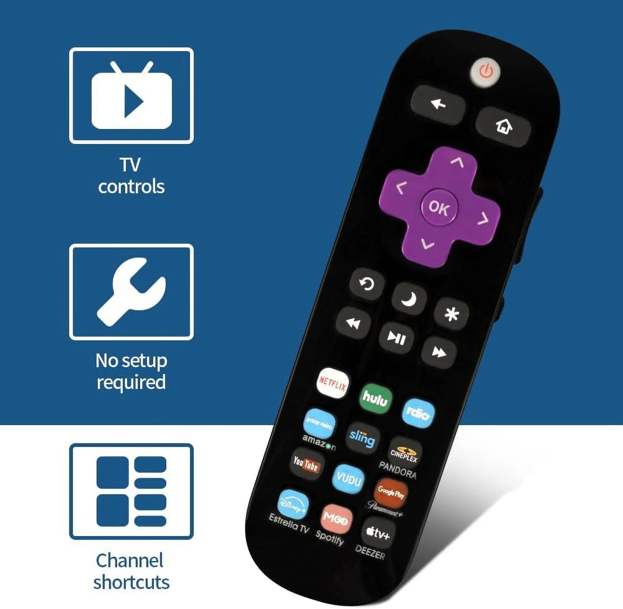 TV/Philips Applicable Roku Replace TV/Hisense TCL Universal of TV/Sharp TV/Onn Pack 2 Remote for TV/Westinghouse
