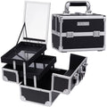 Makeup Box 2 Mirror Storage Lockable Case Joligrace Case Train Makeup Cosmetic Trays Organizer with
