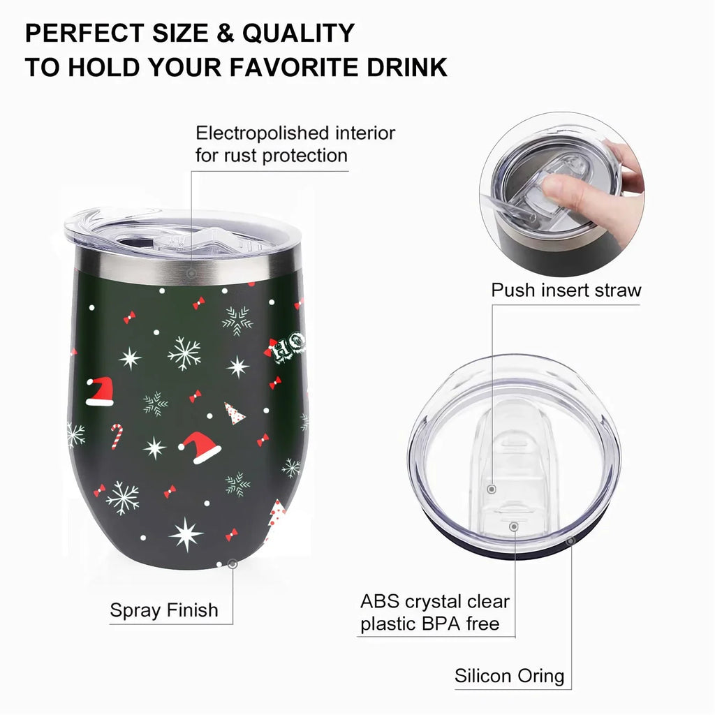 12oz Red Insulated Shape Wine Cups Insulation Christmas with Green Cup Stainless U Steel 304 Layer Cup Tree Tumbler Hidove Cup Lid, with Cups, Big Color and Vacuum Belly Double Eggshell