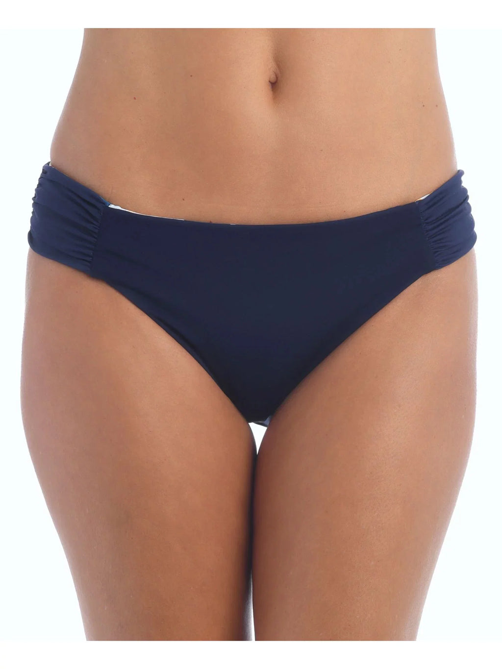 Stretch Lined In Navy Bloom Shirred Moderate Swimsuit Reversible 16 Women's Floral Petals Coverage BLANCA Bottom Hipster LA