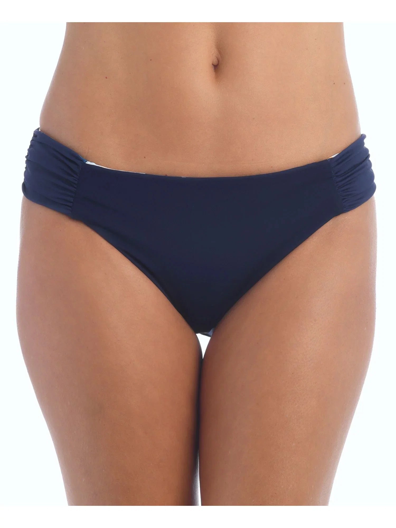 Stretch Lined In Navy Bloom Shirred Moderate Swimsuit Reversible 16 Women's Floral Petals Coverage BLANCA Bottom Hipster LA