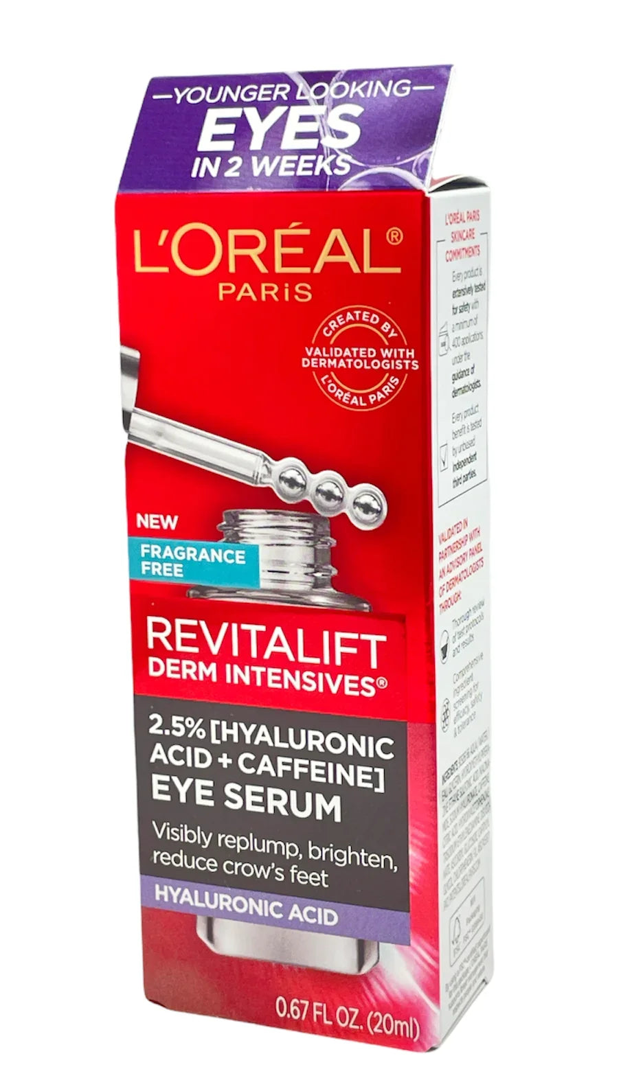Intensives Derm 0.6oz Hyaluronic Revitalift Acid+Caffeine Serum 2.5% L'Oreal Eye