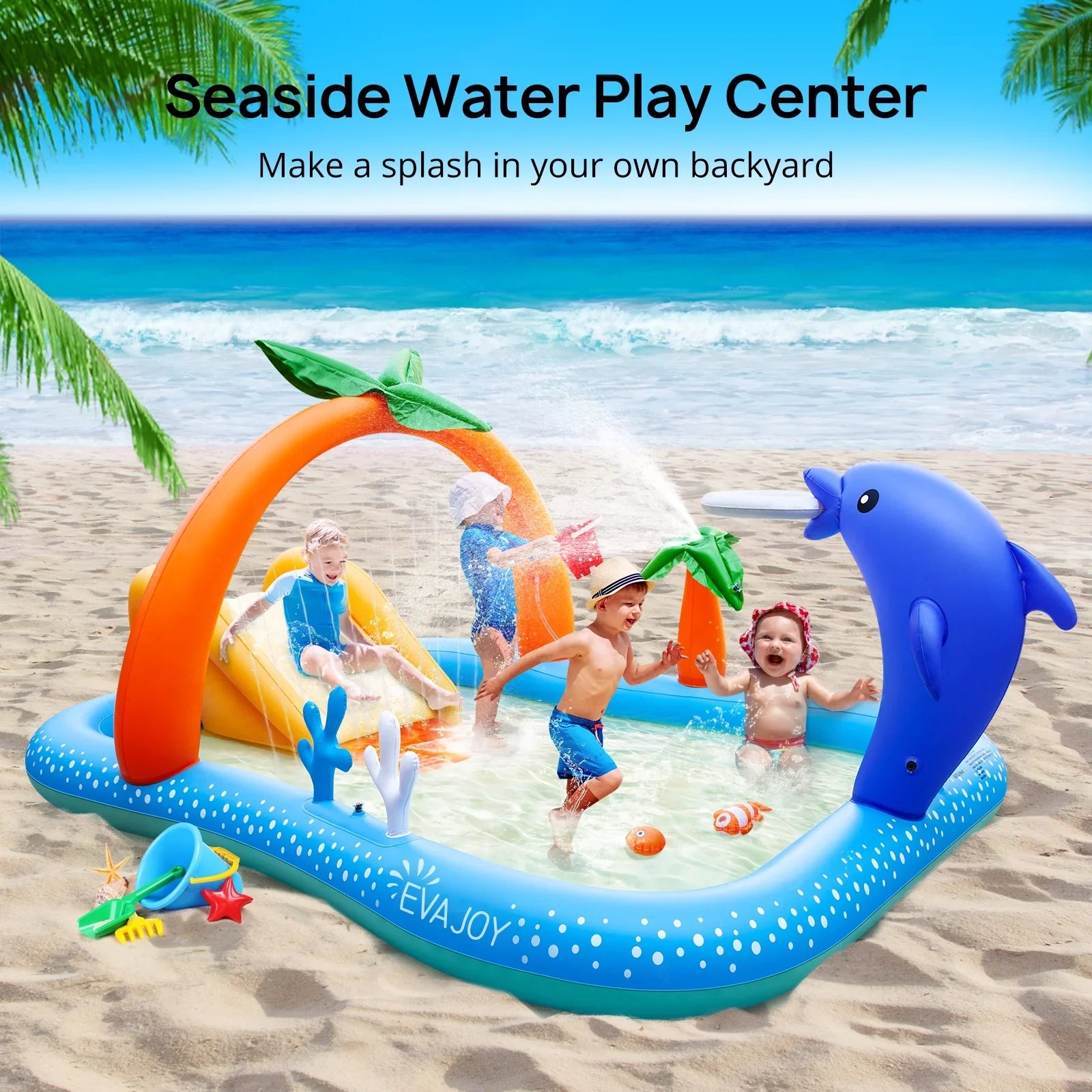 95 Kids, Rectangular Sable Backyard, Above Pool Pool, for 40in Swimming Inflatable Family, Outdoor Toddlers, x 75 Ground, x
